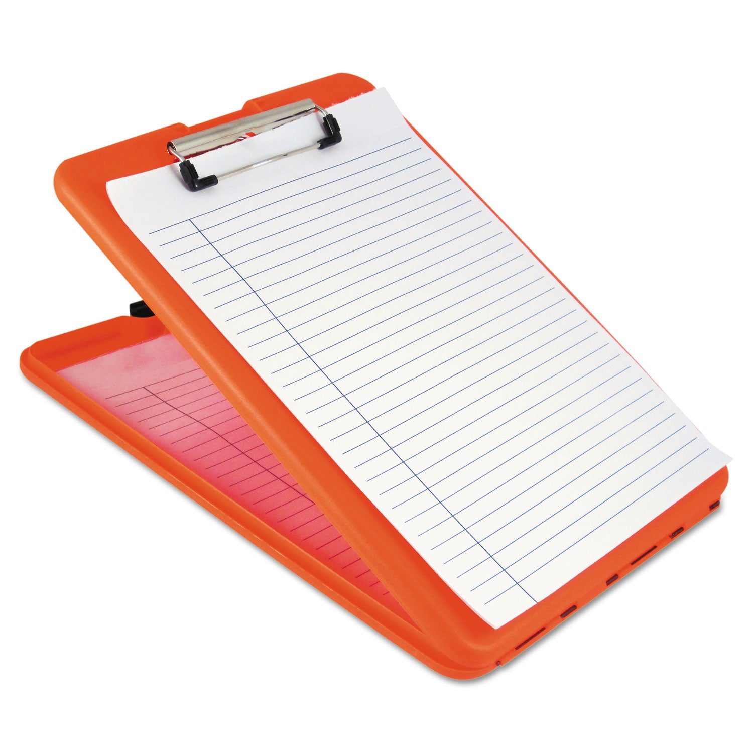 SlimMate Storage Clipboard, 0.5" Clip Capacity, Holds 8.5 x 11 Sheets, Hi-Vis Orange -
