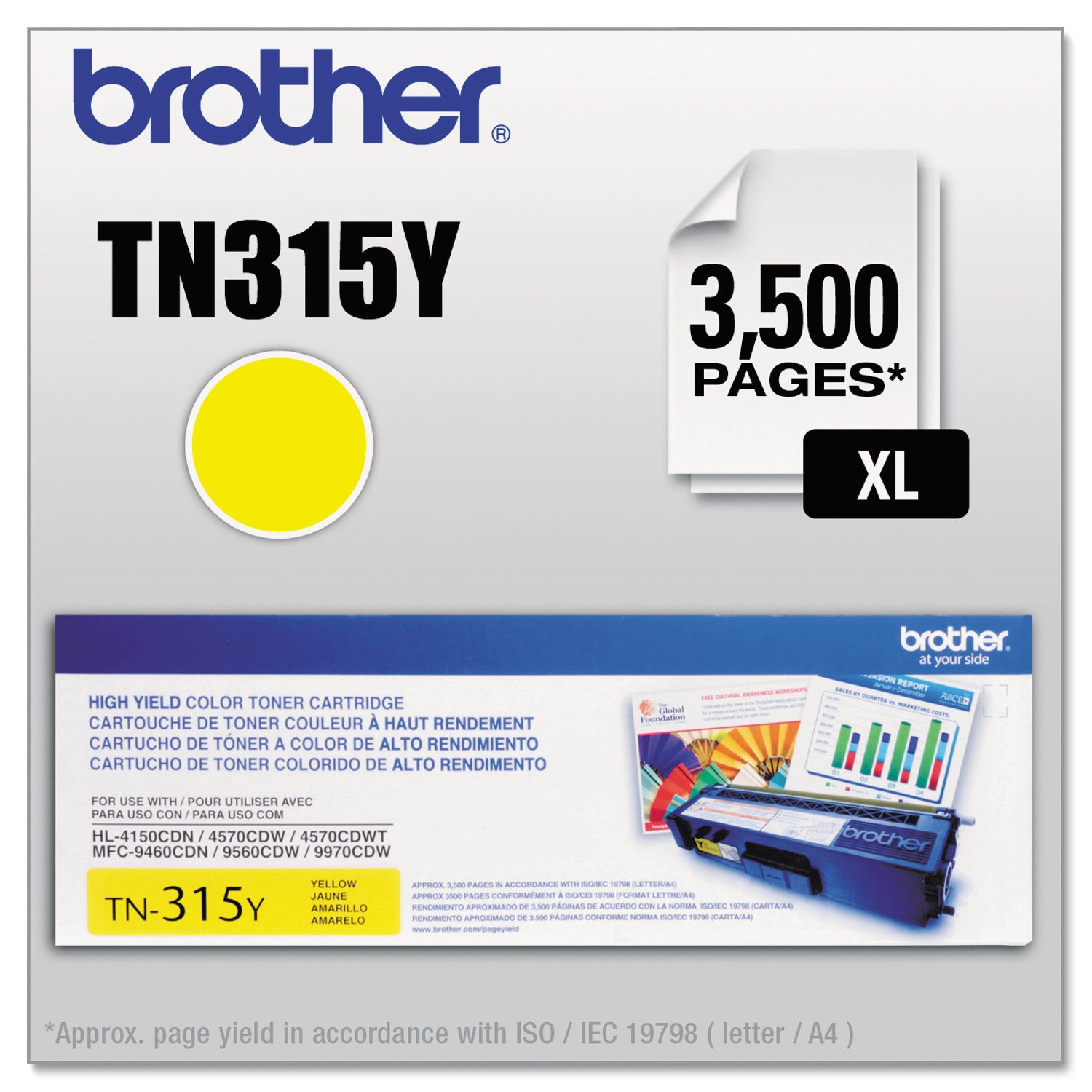 TN315Y High-Yield Toner, 3,500 Page-Yield, Yellow -