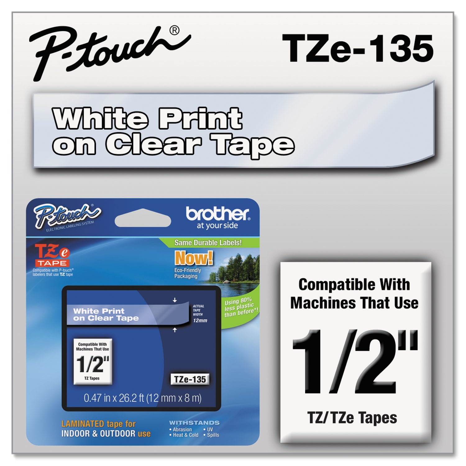 tze-standard-adhesive-laminated-labeling-tape-047-x-262-ft-white-on-clear_brttze135 - 1