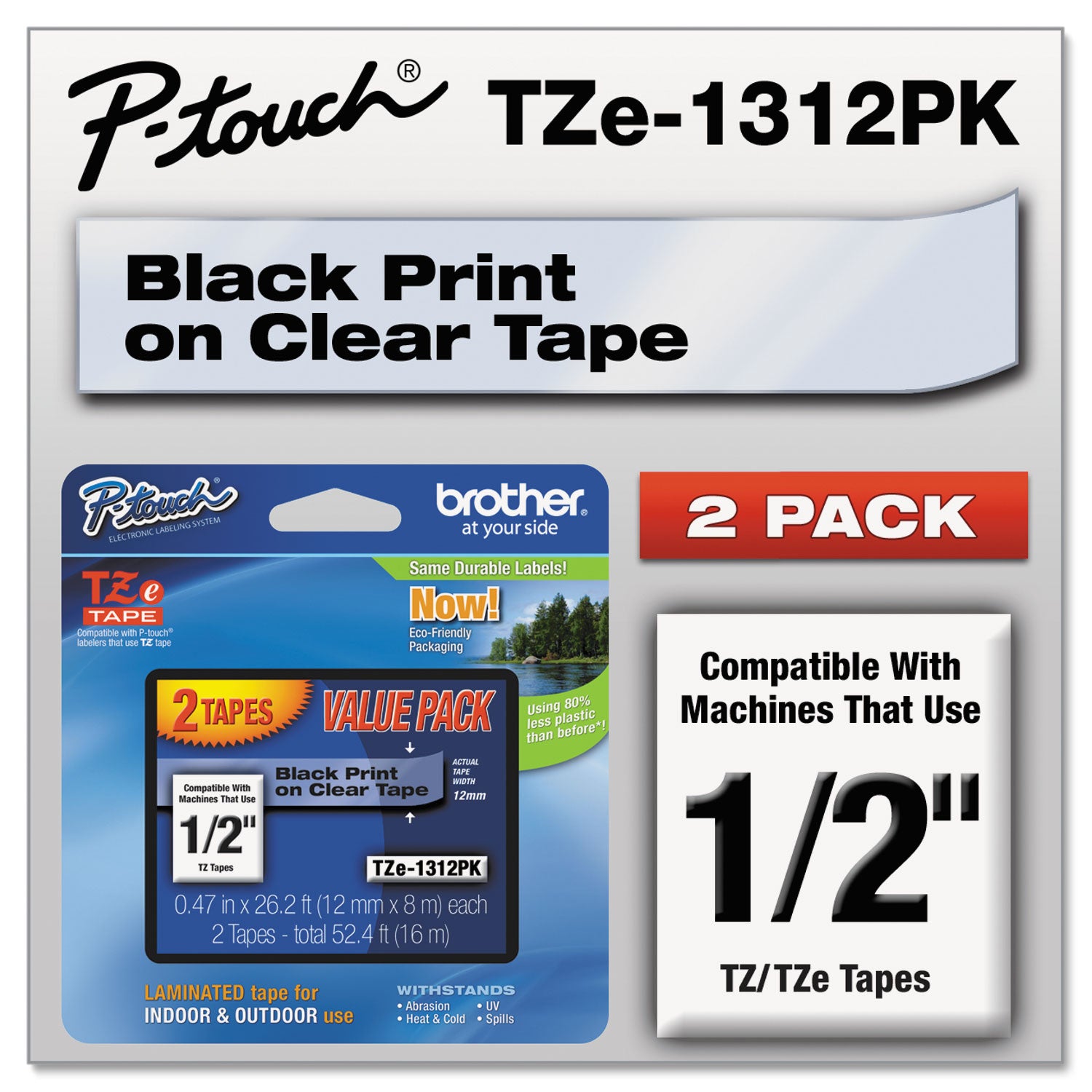 tze-standard-adhesive-laminated-labeling-tapes-047-x-262-ft-black-on-clear-2-pack_brttze1312pk - 2