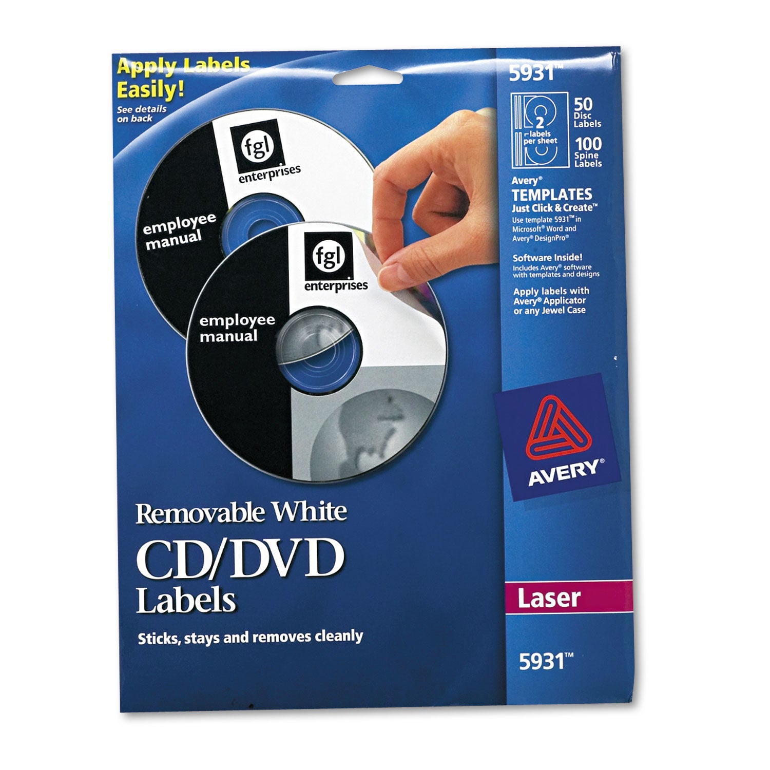 Laser CD Labels, Matte White, 50/Pack -