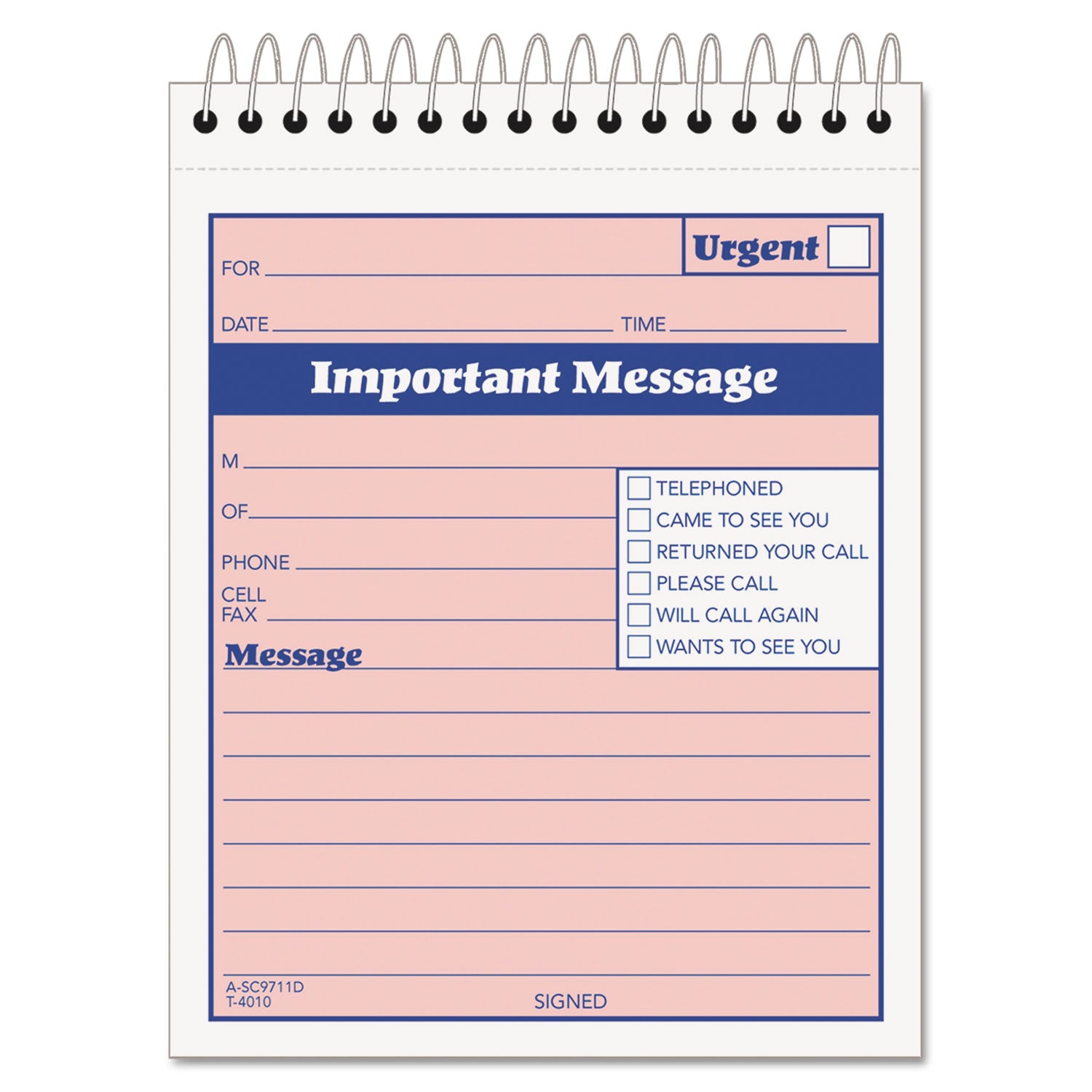 Telephone Message Book with Fax/Mobile Section, Two-Part Carbonless, 4.25 x 5.5, 50 Forms Total -
