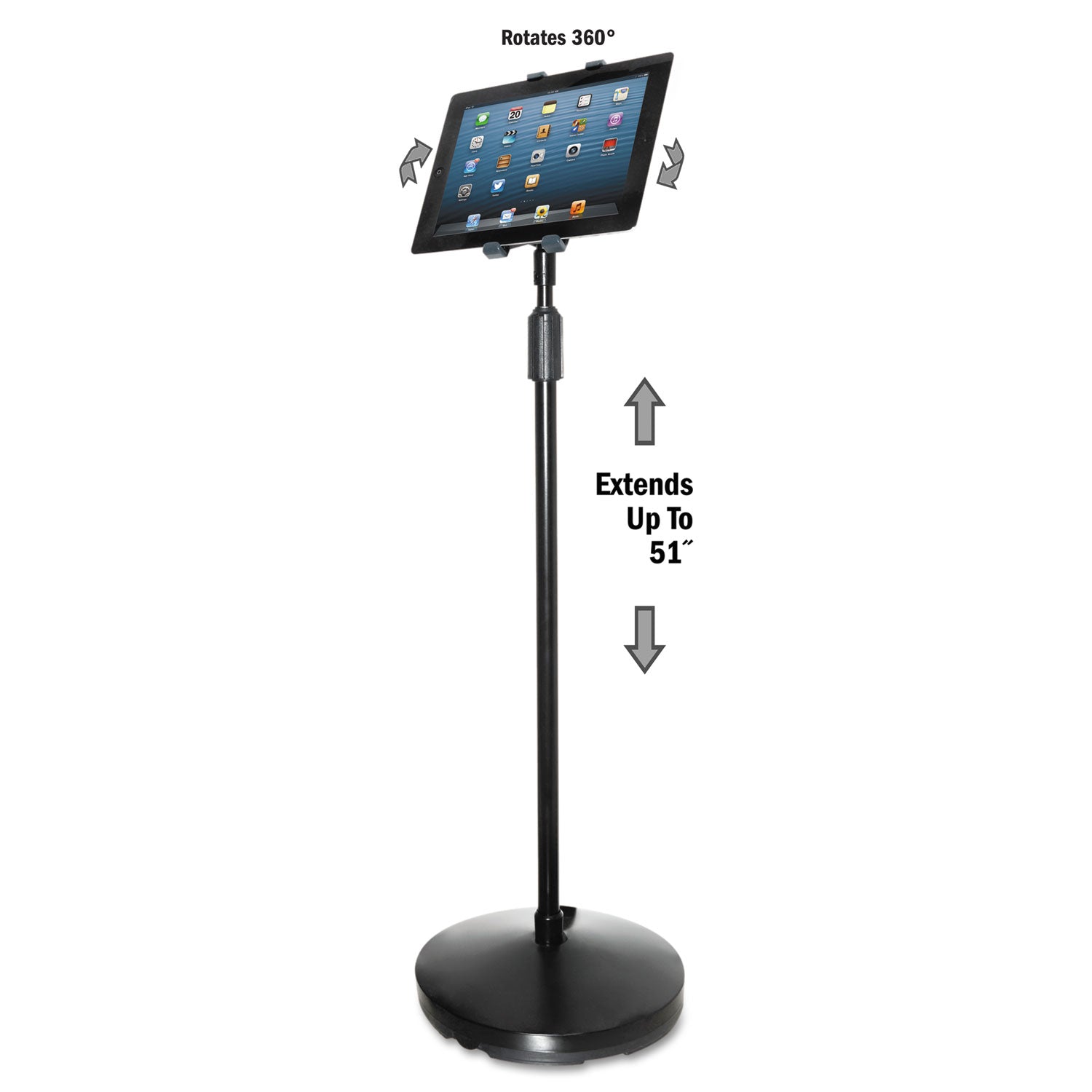 Floor Stand for iPad and Other Tablets, Black -