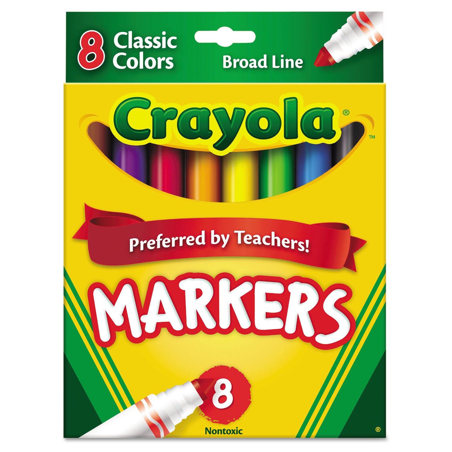 Non-Washable Marker, Broad Bullet Tip, Assorted Classic Colors, 8/Pack -