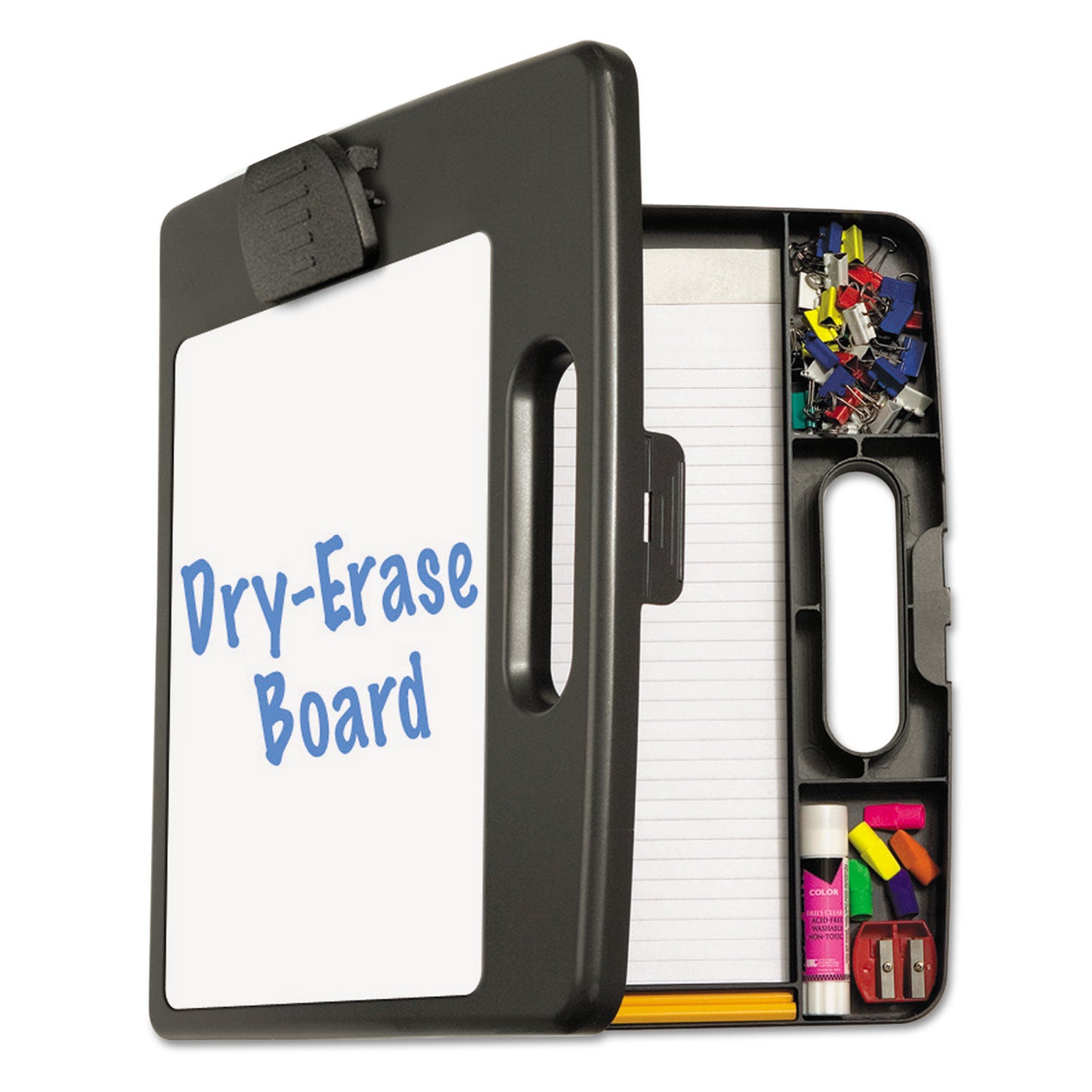 Portable Dry Erase Clipboard Case, 0.5" Clip Capacity, Holds 8.5 x 11 Sheets, Charcoal -