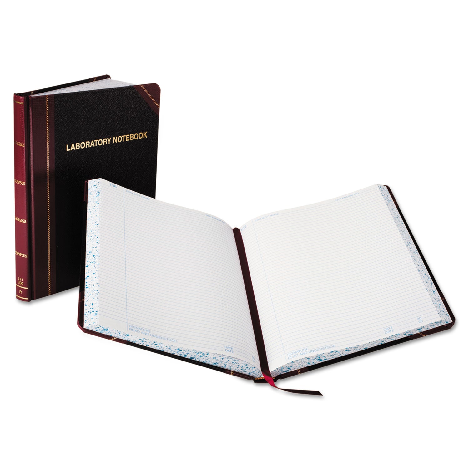Laboratory Notebook, Data/Lab-Record Format, Black/Red Cover, (150) 10.38 x 8.13 Sheets -
