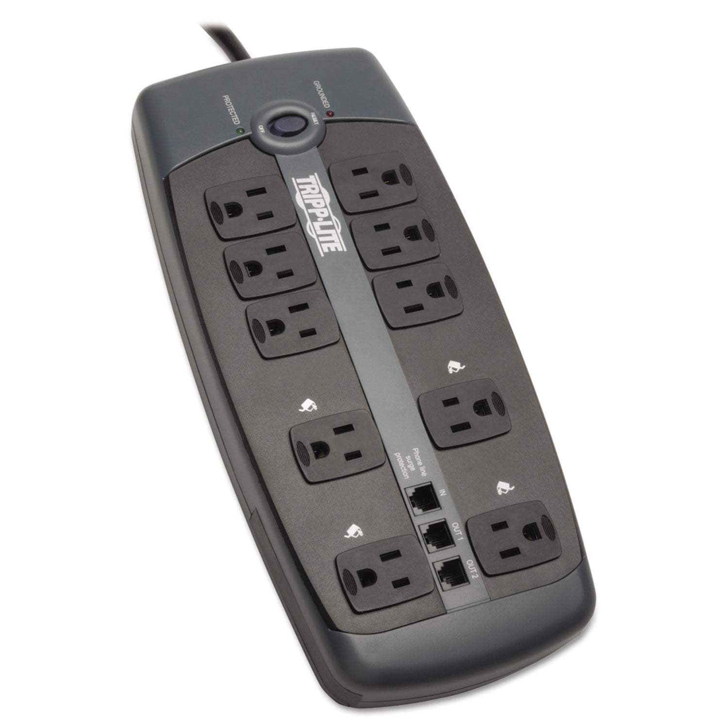 Protect It! Surge Protector, 10 AC Outlets, 8 ft Cord, 2,395 J, Black -