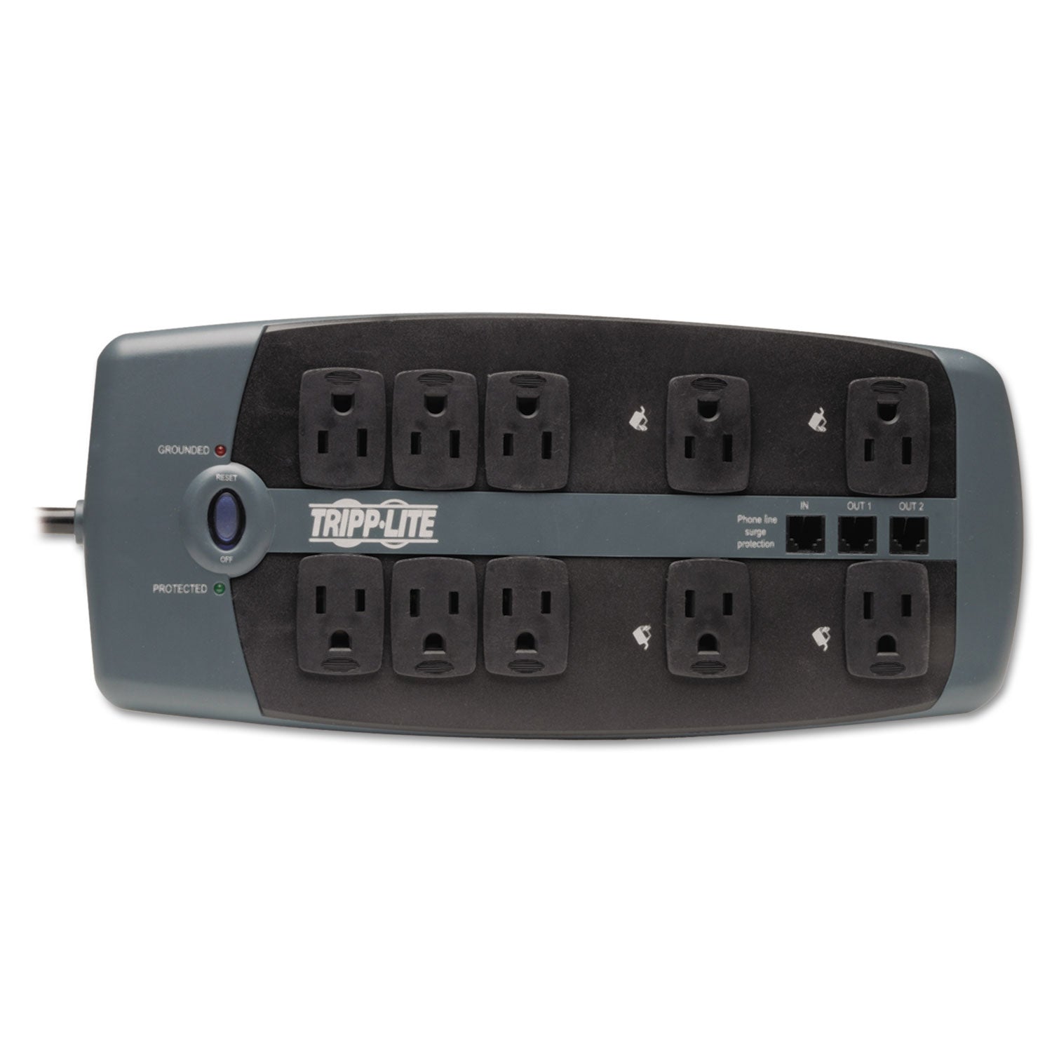 Protect It! Surge Protector, 10 AC Outlets, 8 ft Cord, 2,395 J, Black -