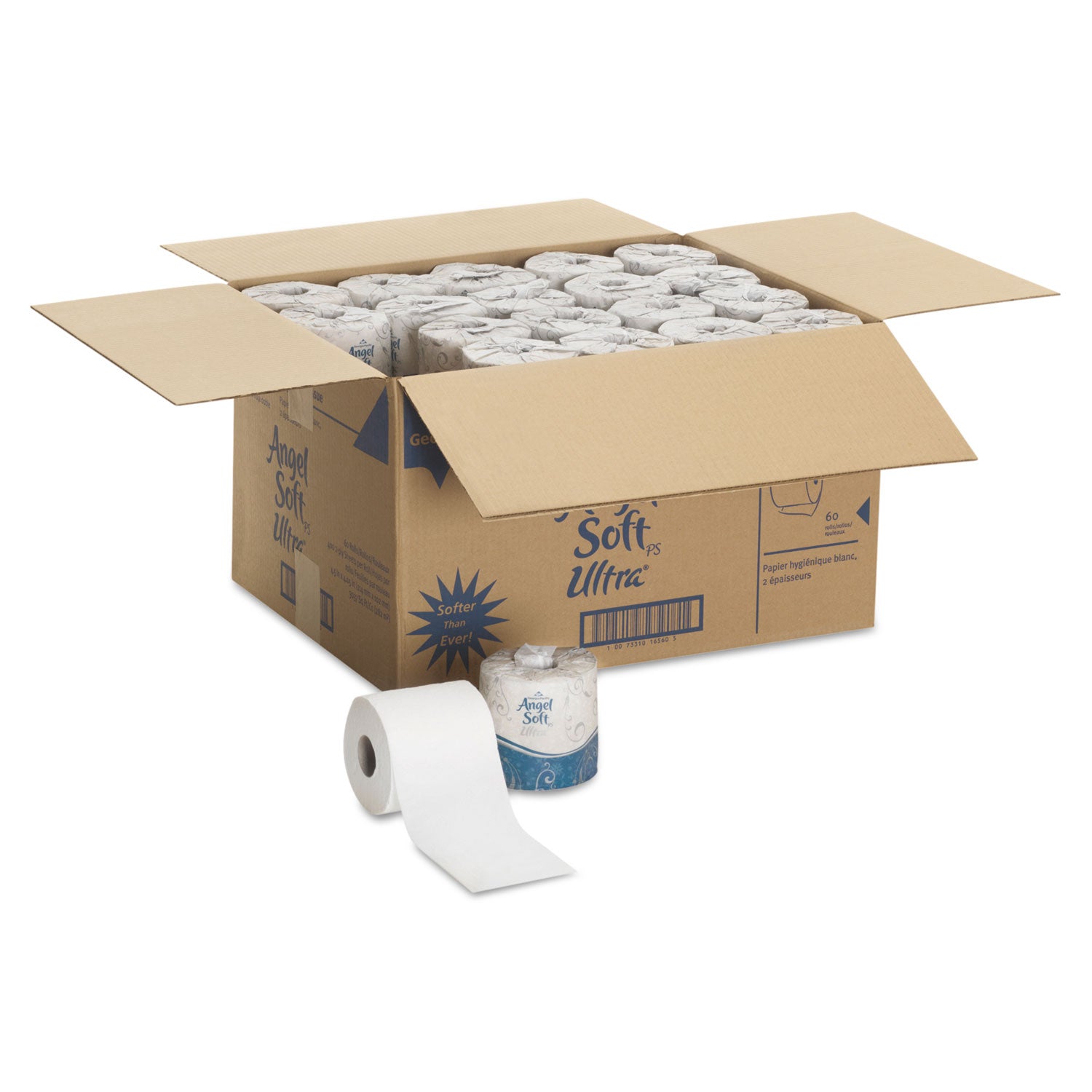 Angel Soft ps Ultra 2-Ply Premium Bathroom Tissue, Septic Safe, White, 400 Sheets/Roll, 60/Carton -