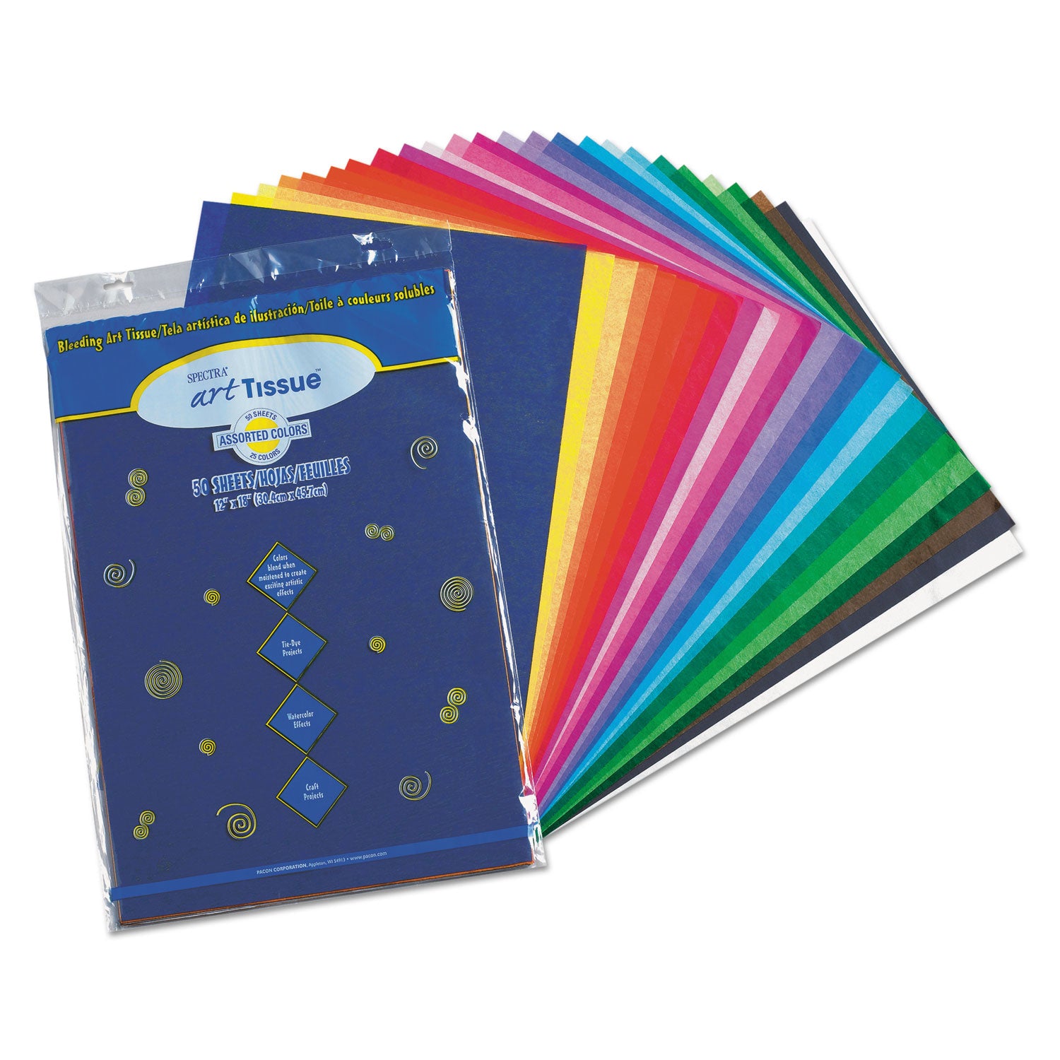 Spectra Art Tissue, 23 lb Tissue Weight, 12 x 18, Assorted, 50/Pack -
