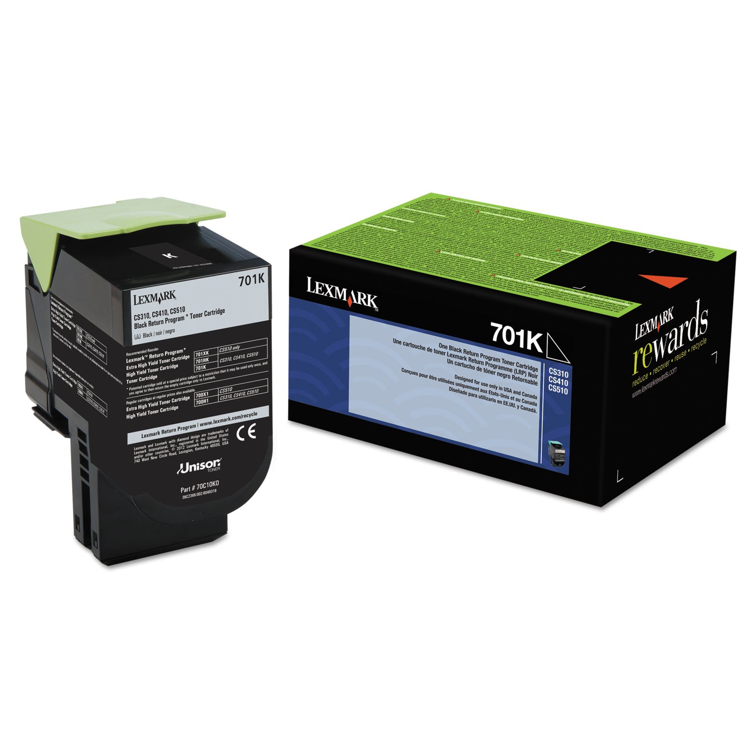 70C10K0 Return Program Toner, 1,000 Page-Yield, Black -