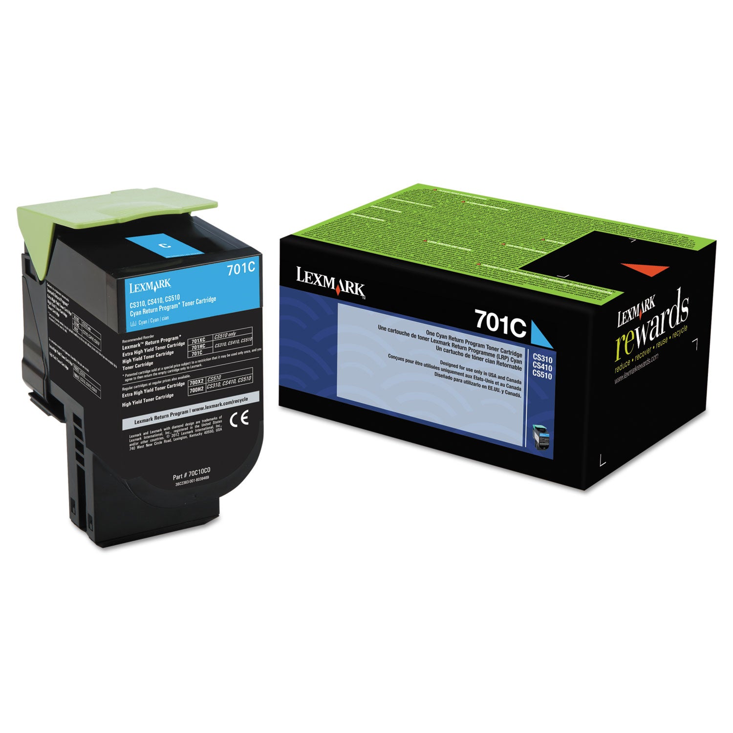 70C10C0 Return Program Toner, 1,000 Page-Yield, Cyan -