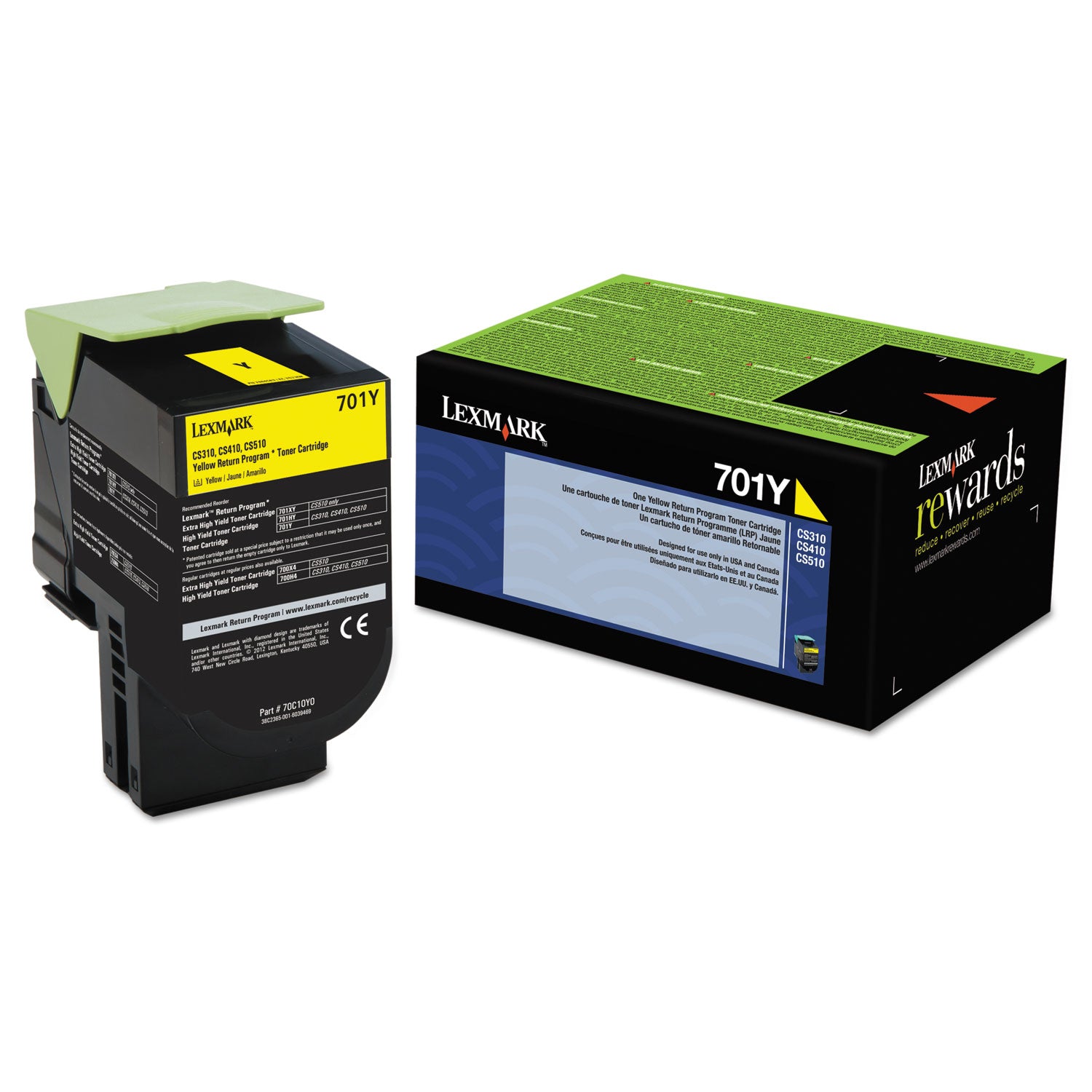 70C10Y0 Return Program Toner, 1,000 Page-Yield, Yellow -