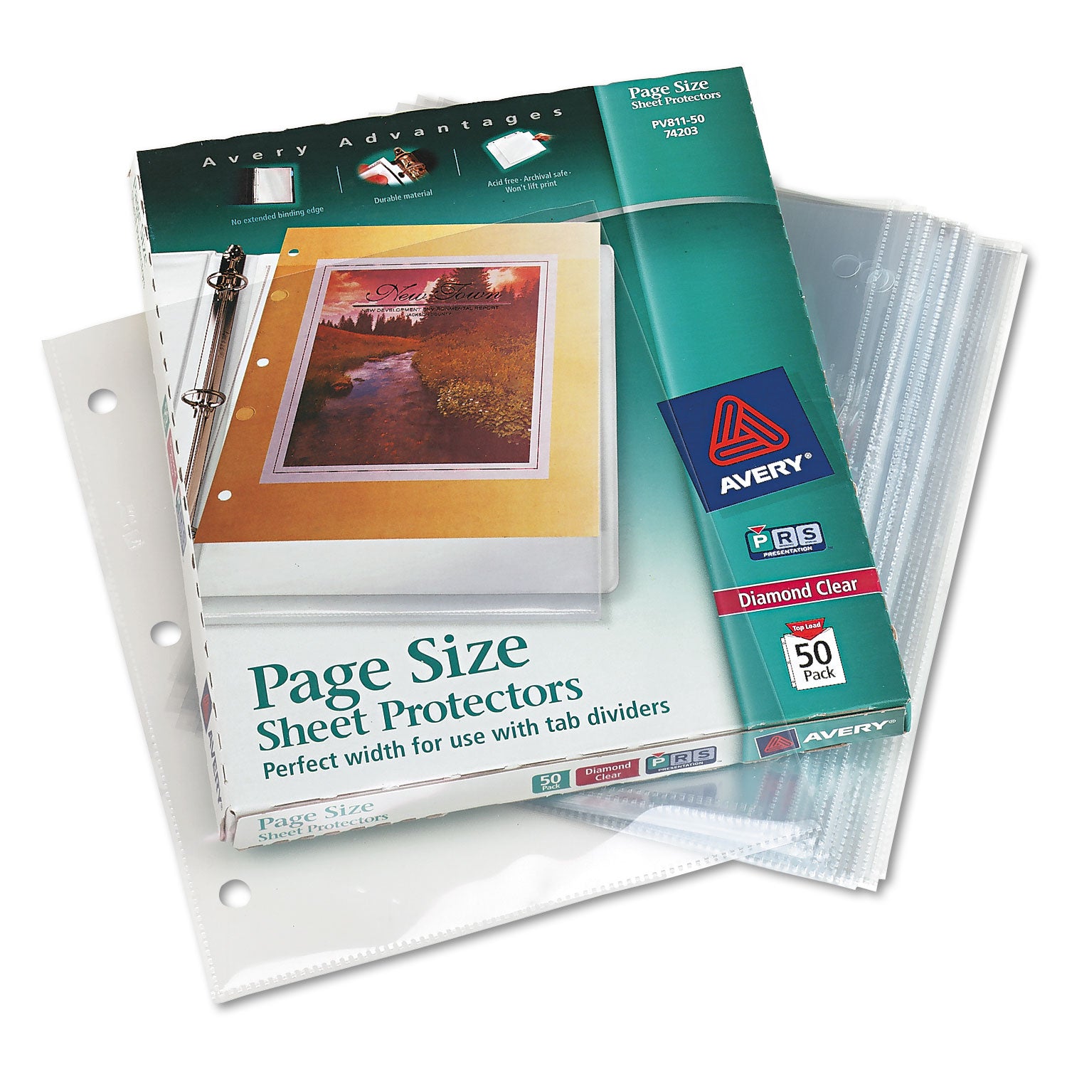 top-load-poly-3-hole-punched-sheet-protectors-letter-diamond-clear-50-box_ave74203 - 2