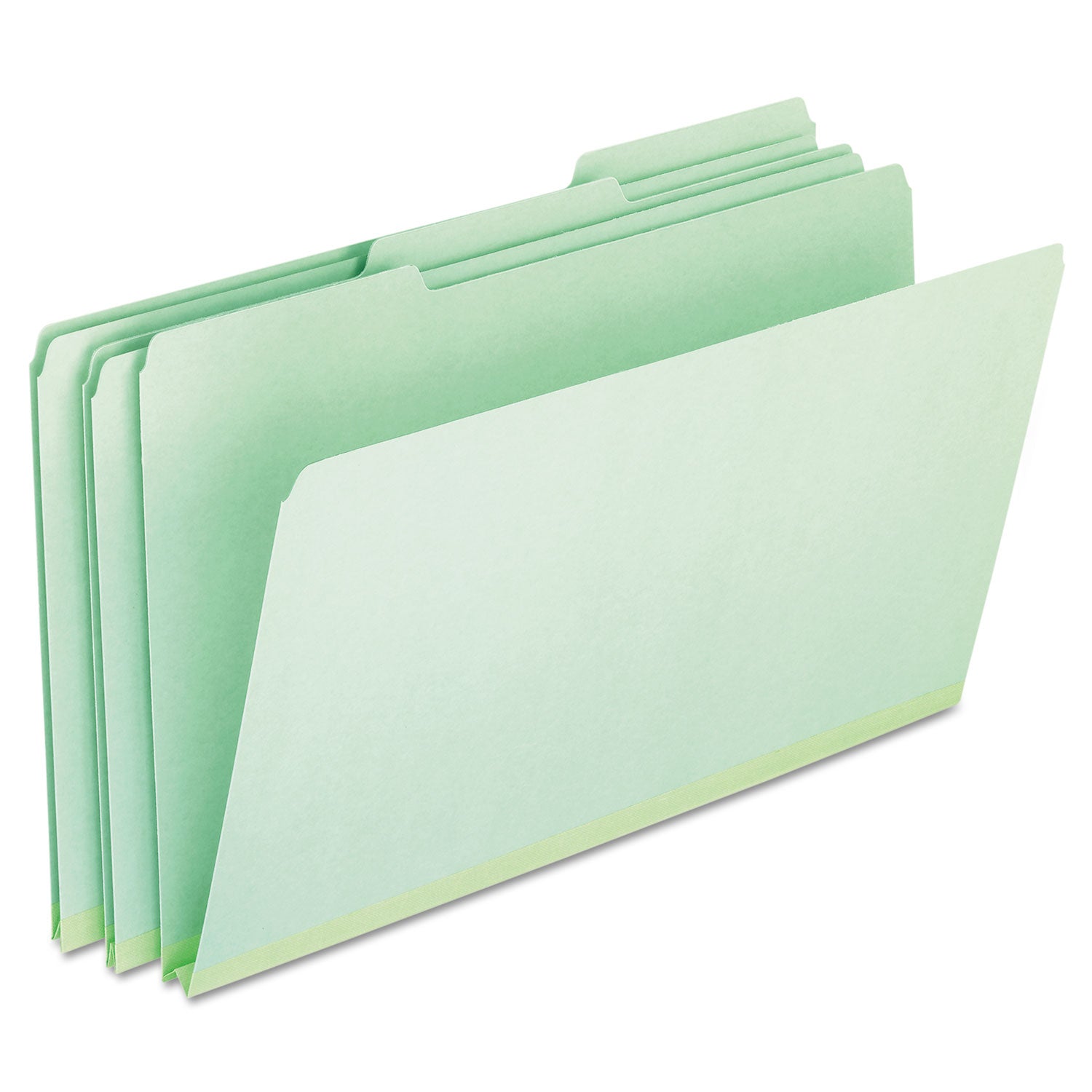 Pressboard Expanding File Folders, 1/3-Cut Tabs: Assorted, Legal Size, 1" Expansion, Green, 25/Box -