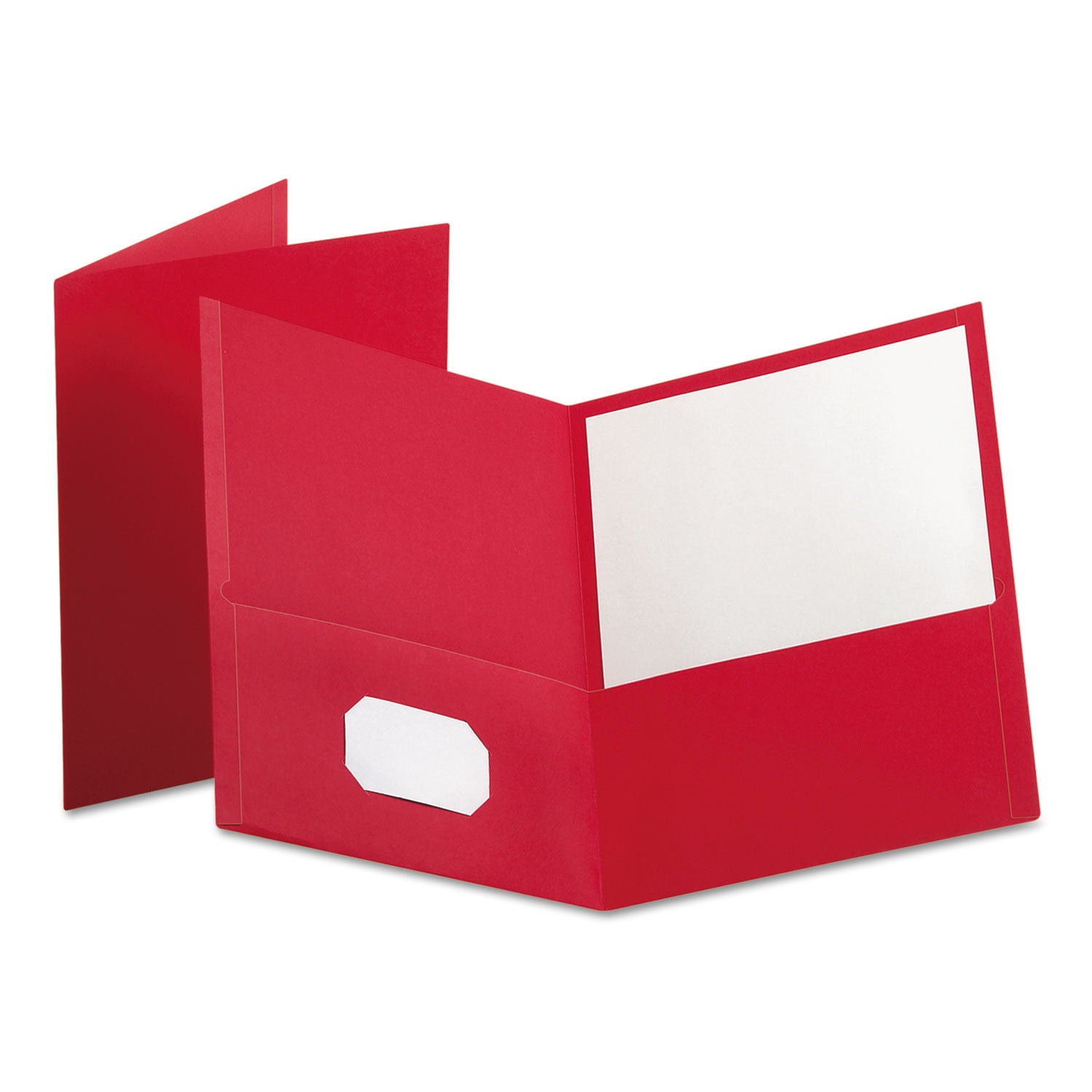 Twin-Pocket Folder, Embossed Leather Grain Paper, 0.5" Capacity, 11 x 8.5, Red, 25/Box -