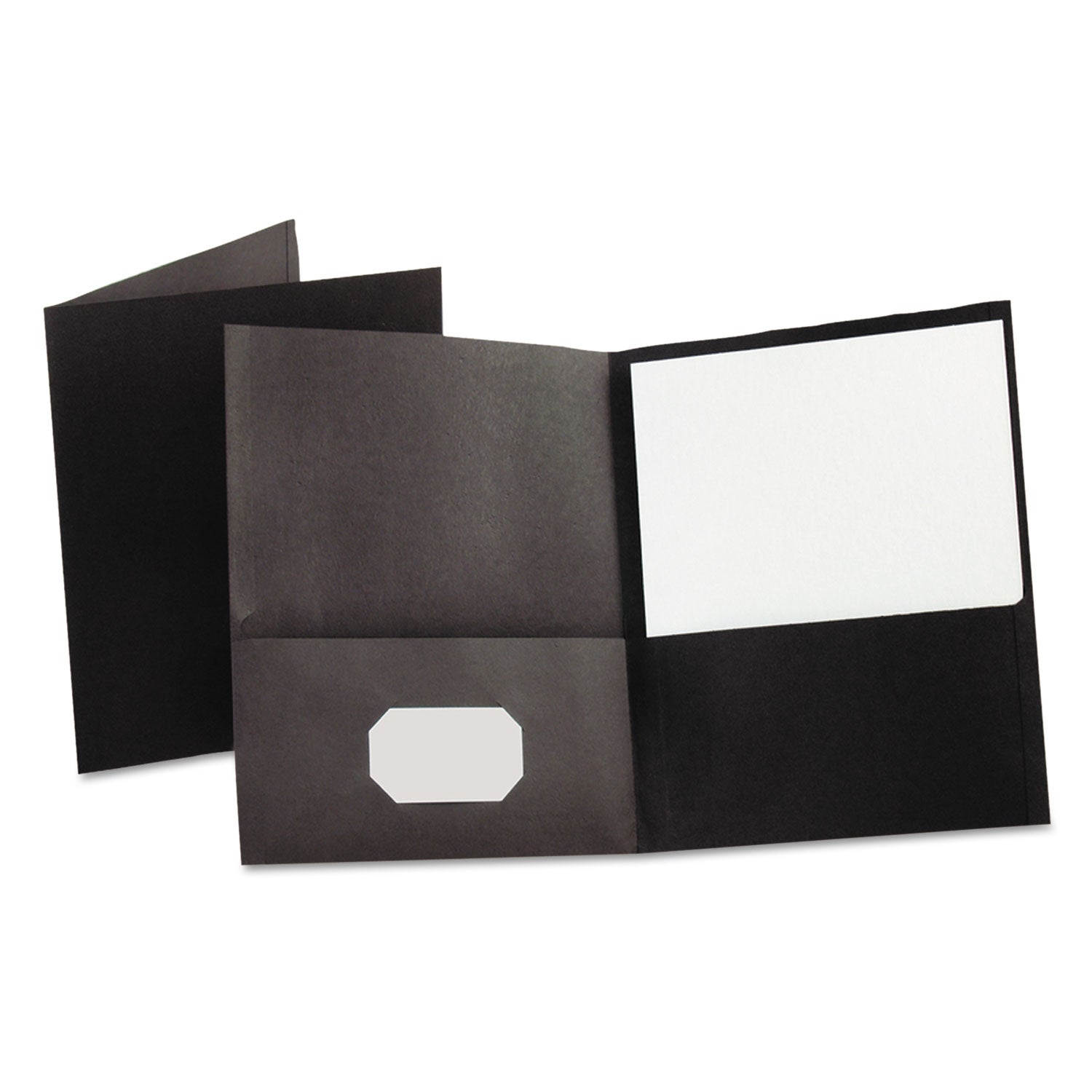 Twin-Pocket Folder, Embossed Leather Grain Paper, 0.5" Capacity, 11 x 8.5, Black, 25/Box -