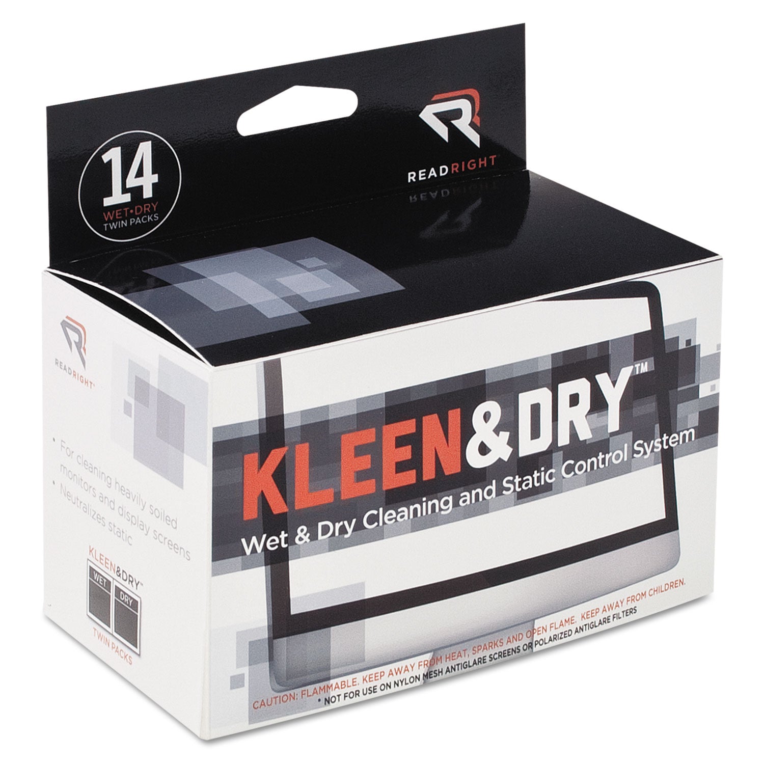 Two Step ScreenKleen Wet and Dry Cleaning Wipes, 5 x 5, Unscented, 14/Box -