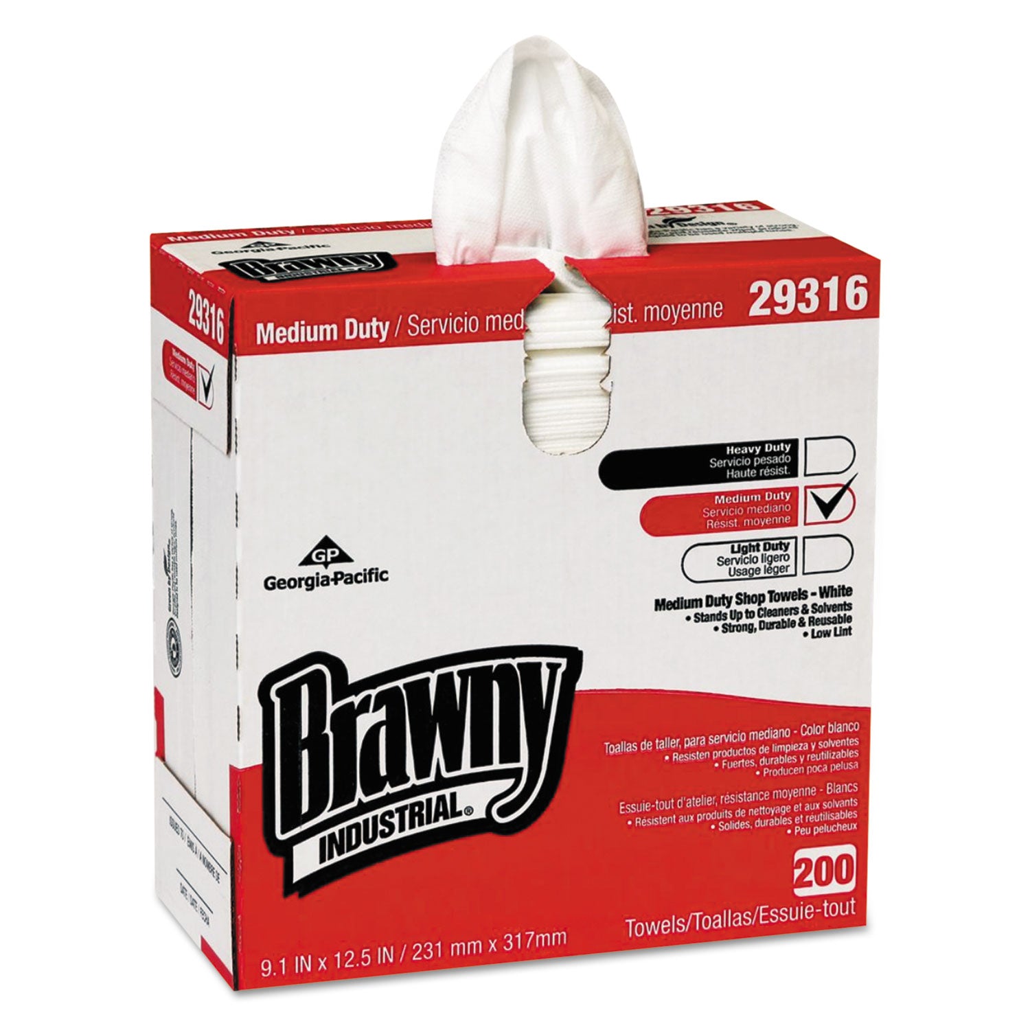 Lightweight Disposable Shop Towel, 9.1" x 12.5, White, 200/Box -