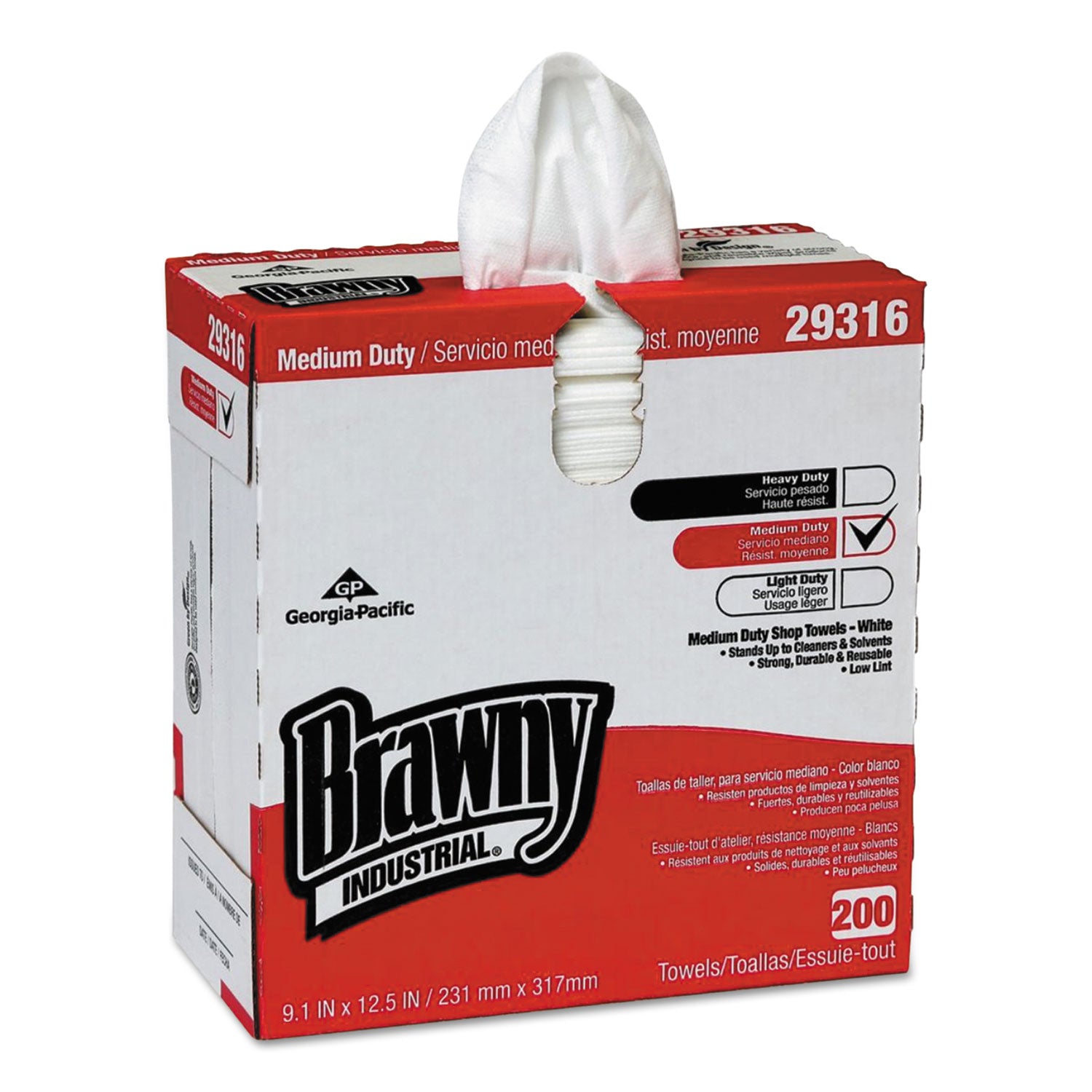 Lightweight Disposable Shop Towels, 9.1 x 12.5, White, 2,000/Carton -