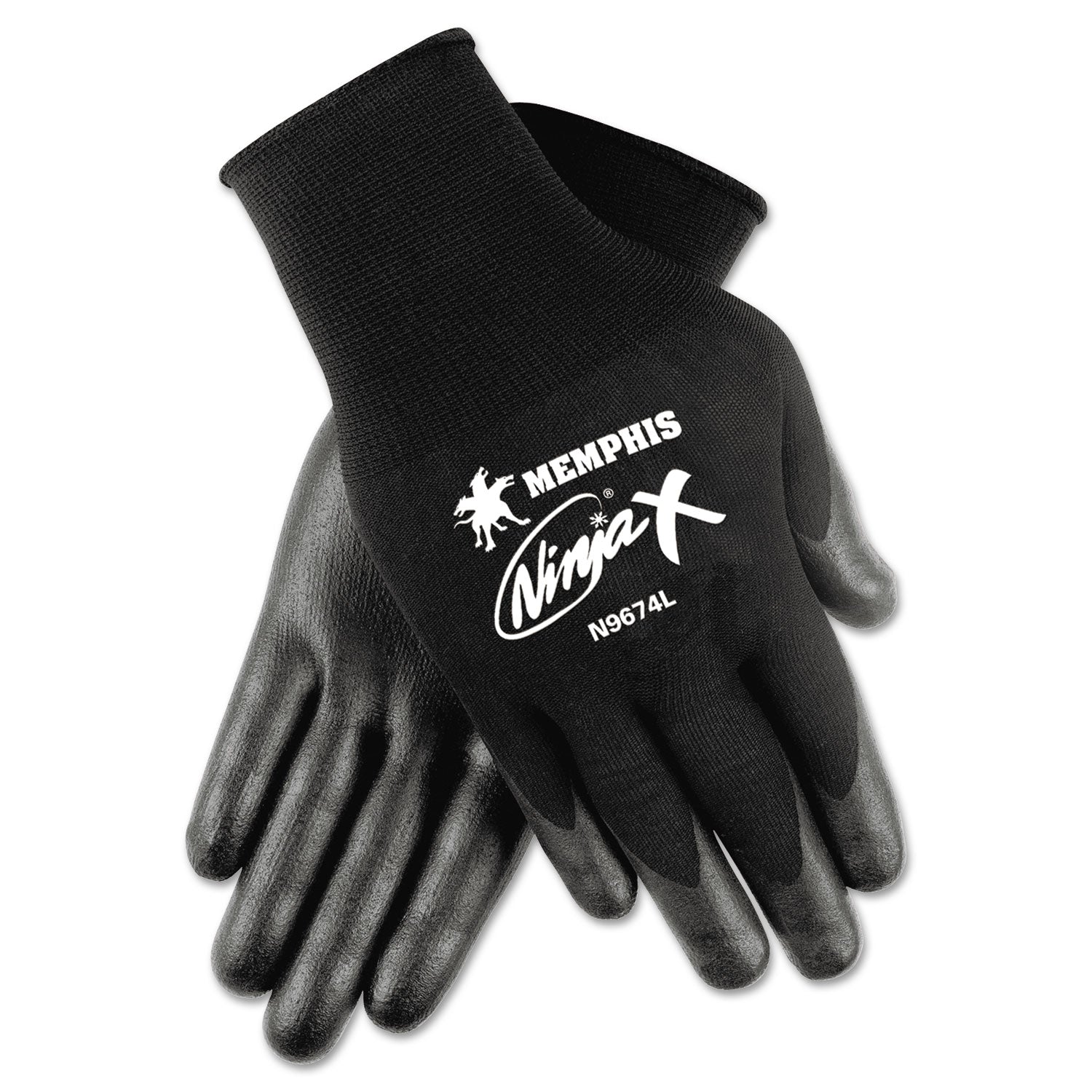 Ninja x Bi-Polymer Coated Gloves, Large, Black, Pair -