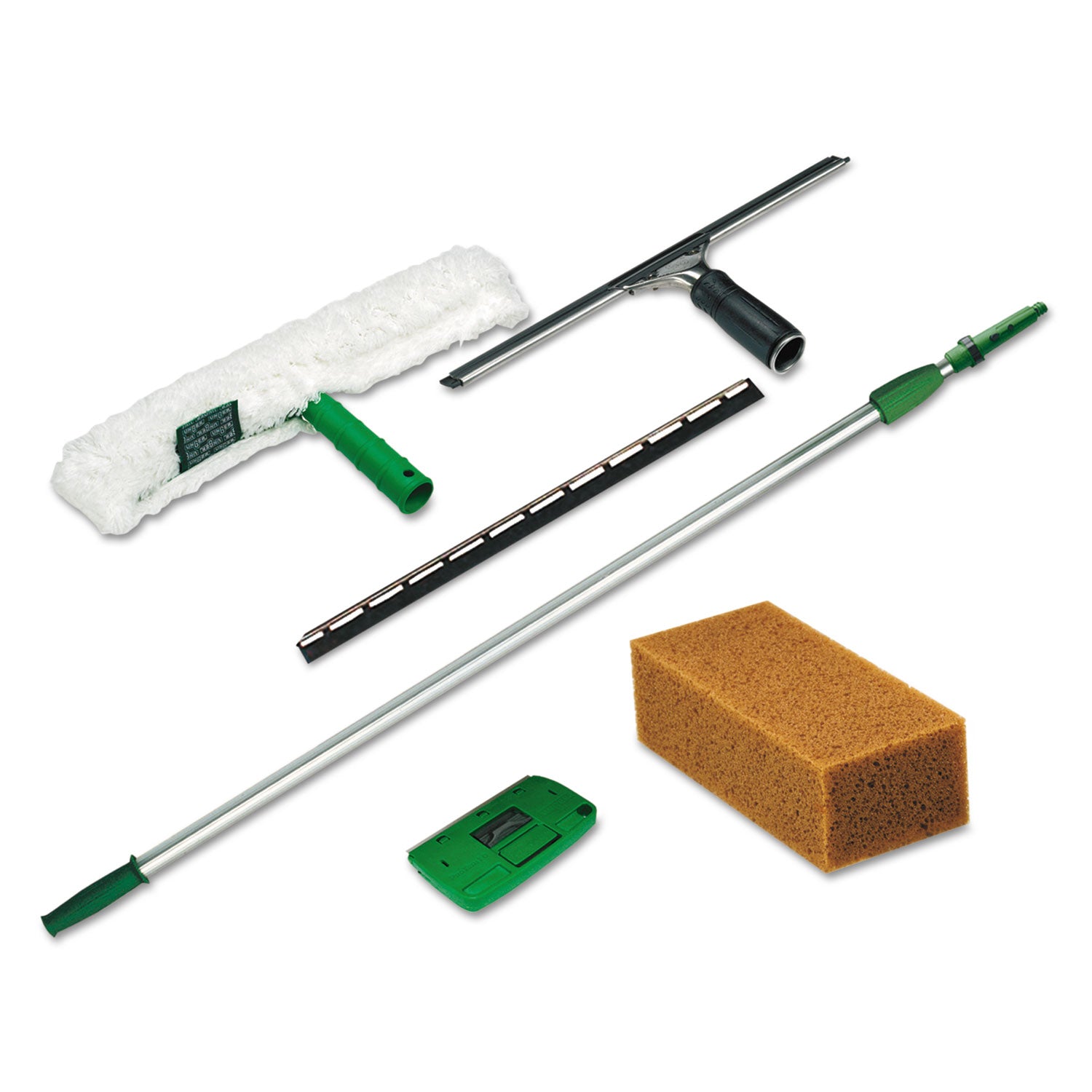 Pro Window Cleaning Kit with 8 ft Pole, Scrubber, Squeegee, Scraper, Sponge -