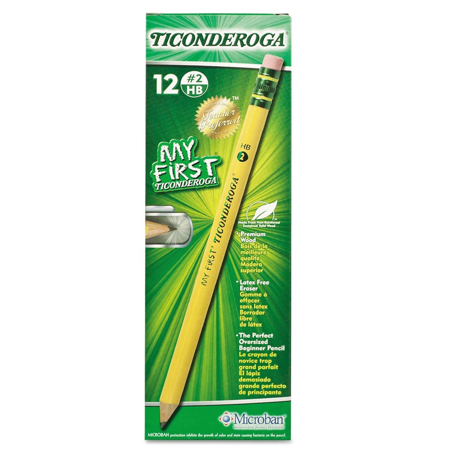 My First Woodcase Pencil with Eraser, HB (#2), Black Lead, Yellow Barrel, Dozen -