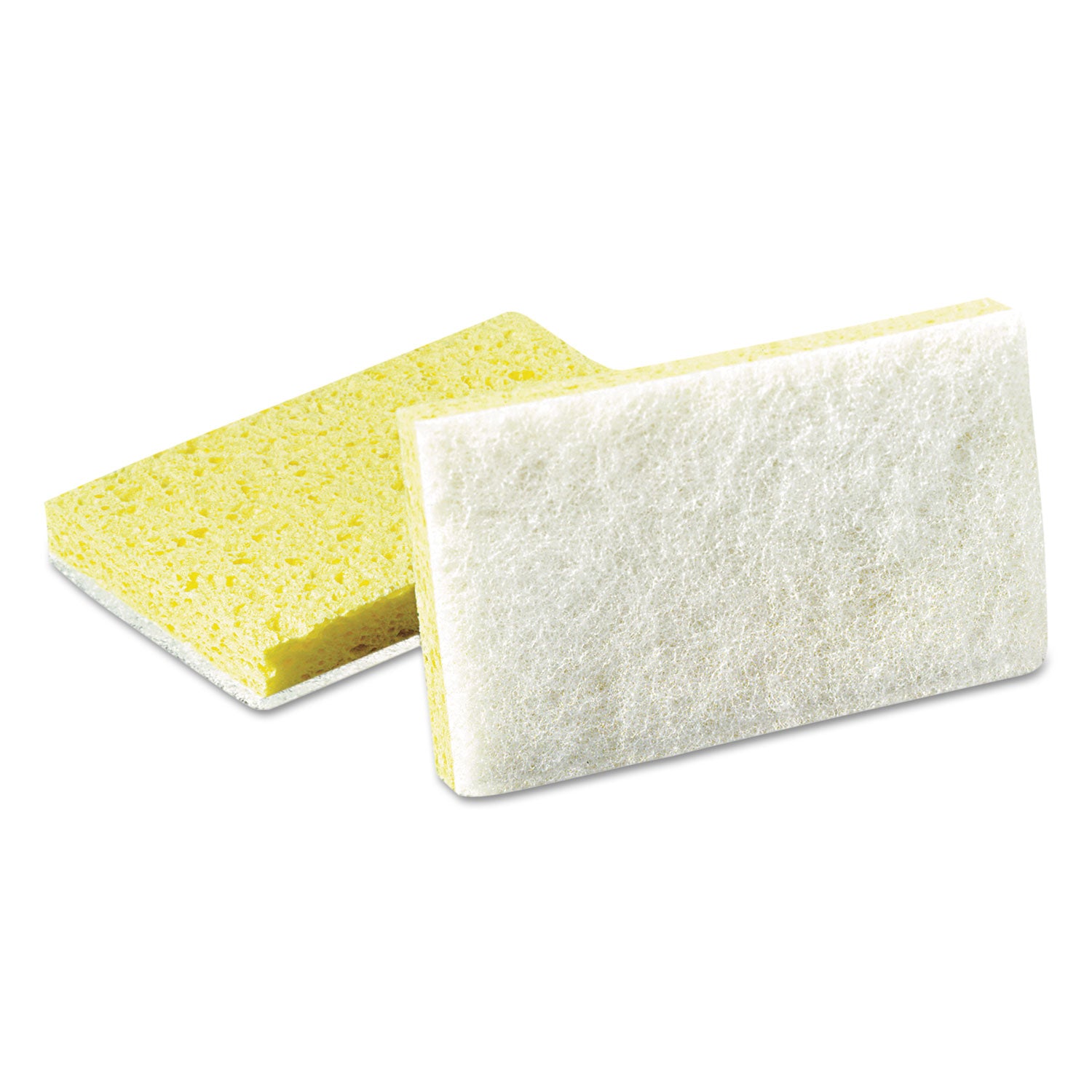 Light-Duty Scrubbing Sponge, #63, 3.6 x 6.1, 0.7" Thick, Yellow/White, 20/Carton -