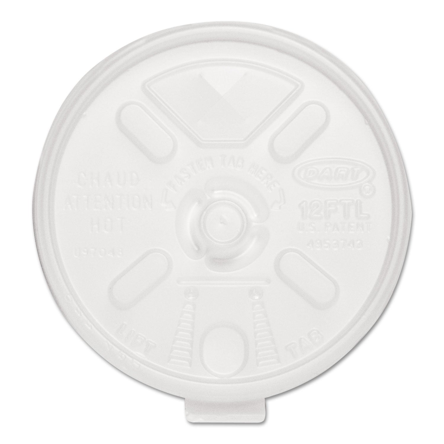 Lift n' Lock Plastic Hot Cup Lids, With Straw Slot, Fits 10 oz to 14 oz Cups, Translucent, 100/Sleeve, 10 Sleeves/Carton -