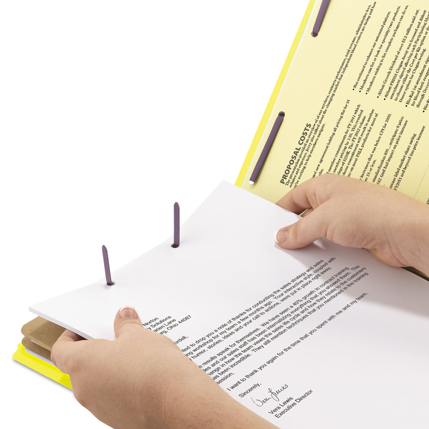 Six-Section Pressboard Top Tab Classification Folders, Six SafeSHIELD Fasteners, 2 Dividers, Legal Size, Yellow, 10/Box -