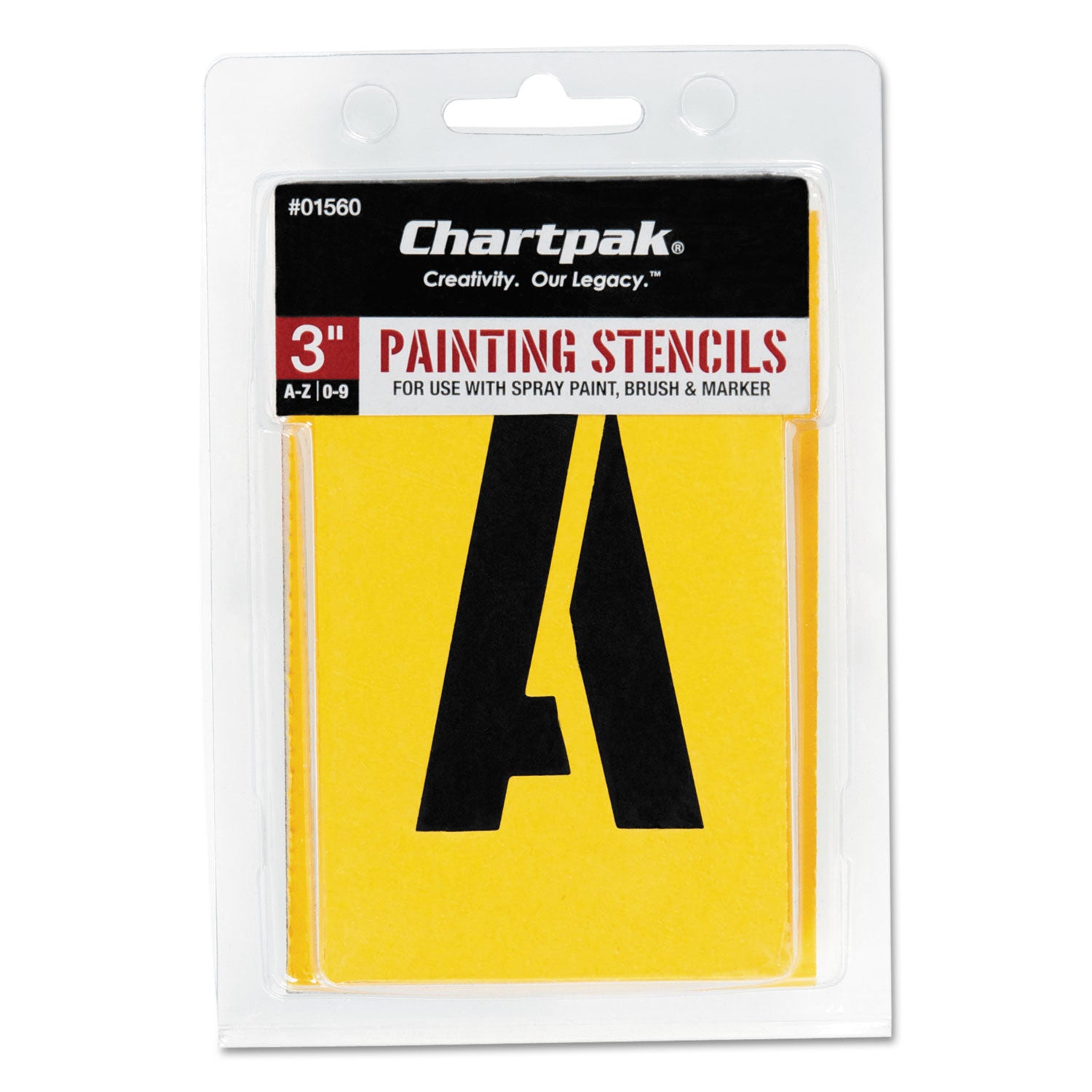 Professionial Lettering Stencils, Painting Stencil Set, A-Z Set/0-9, 3", Manila, 35/Set -