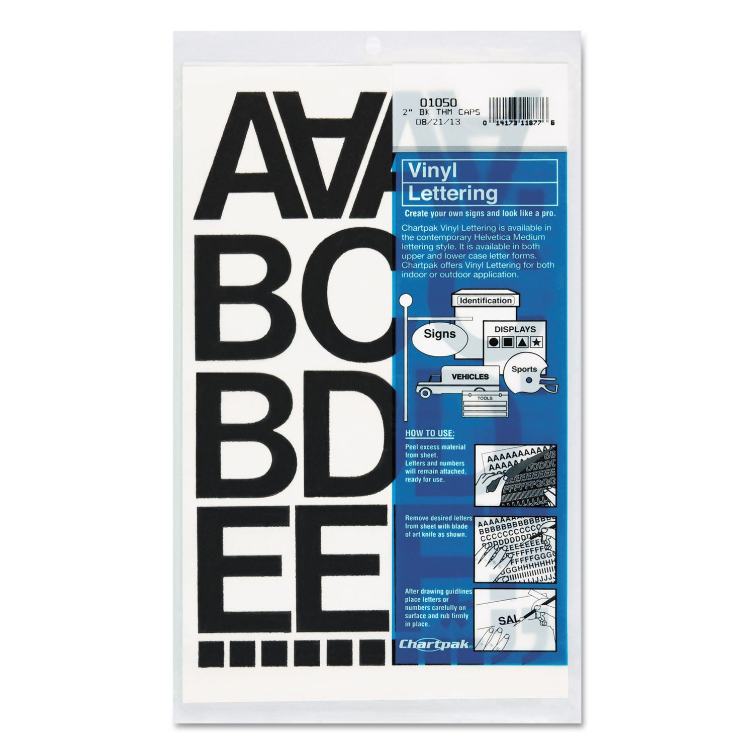 Press-On Vinyl Letters and Numbers, Self Adhesive, Black, 2"h, 77/Pack -