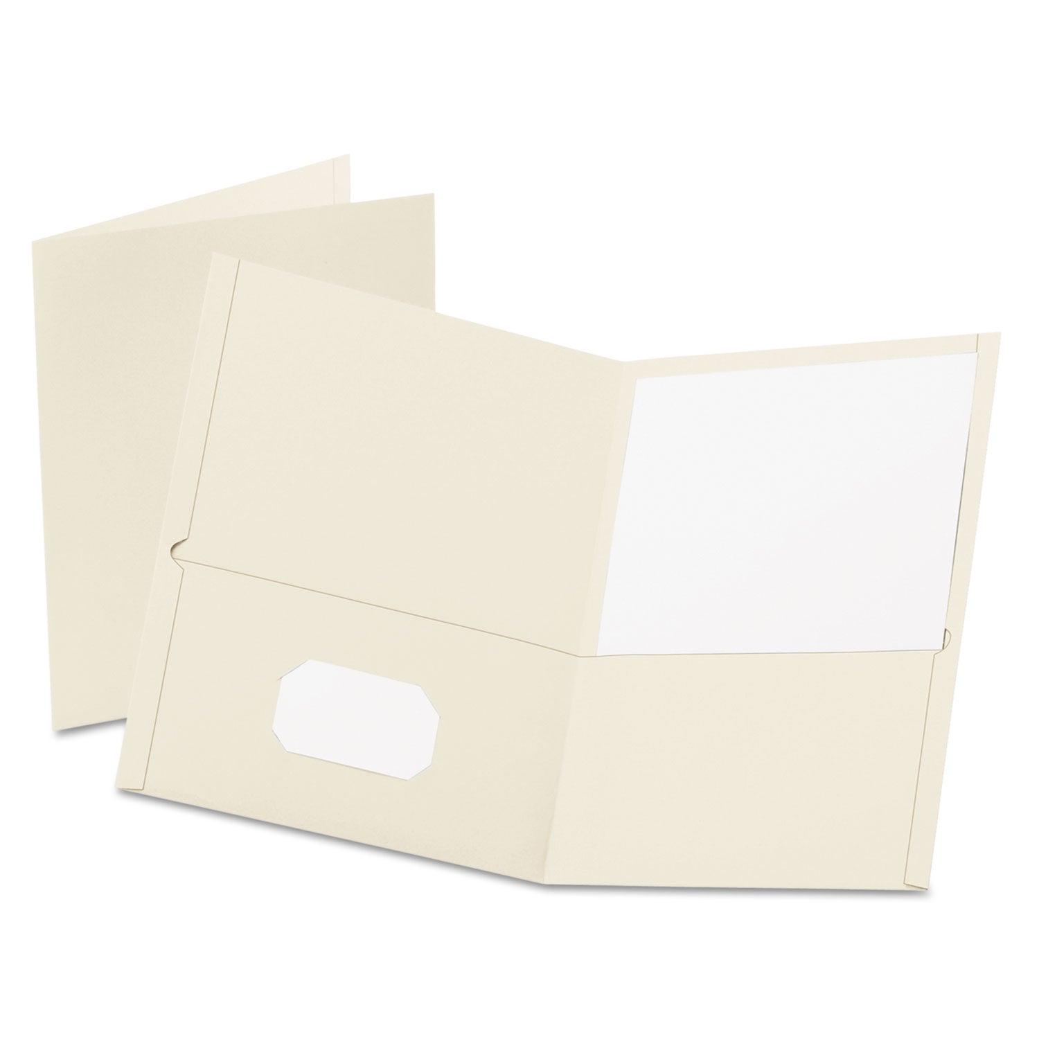 Twin-Pocket Folder, Embossed Leather Grain Paper, 0.5" Capacity, 11 x 8.5, White, 25/Box -