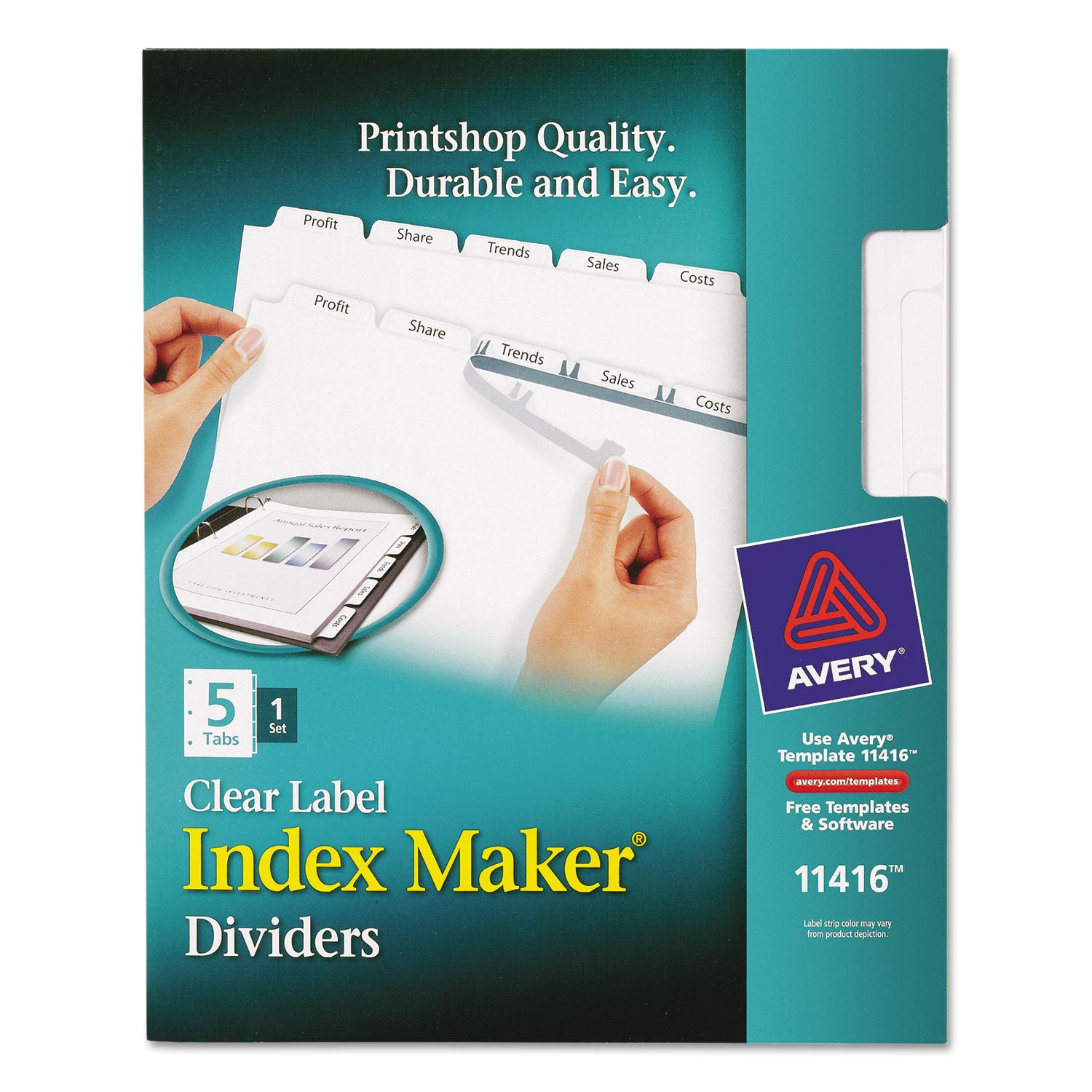 Print and Apply Index Maker Clear Label Dividers with Printable Label Strip and White Tabs, 5-Tab, 11 x 8.5, White, 1 Set -
