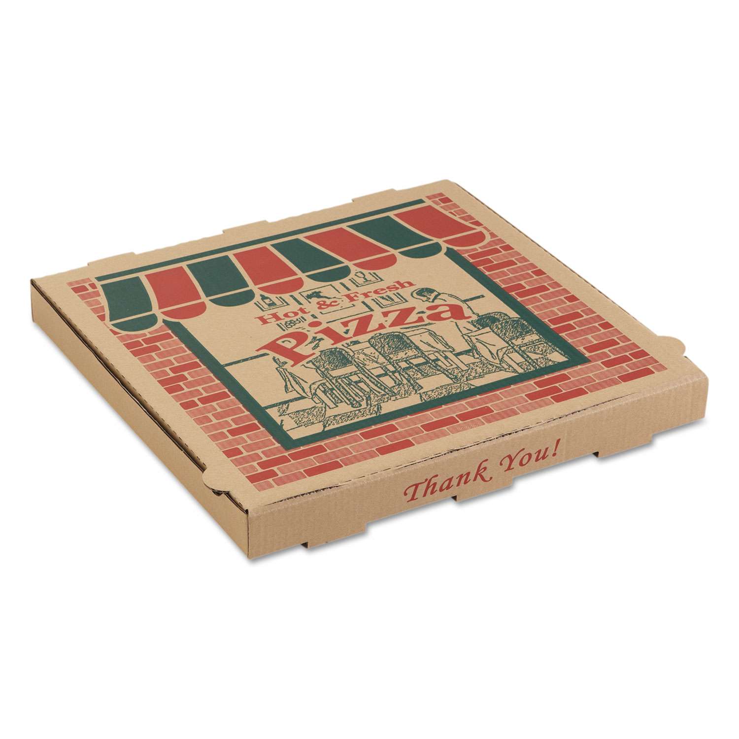 Corrugated Pizza Boxes, 16 X 16 X 1.75, Kraft, 50/Carton