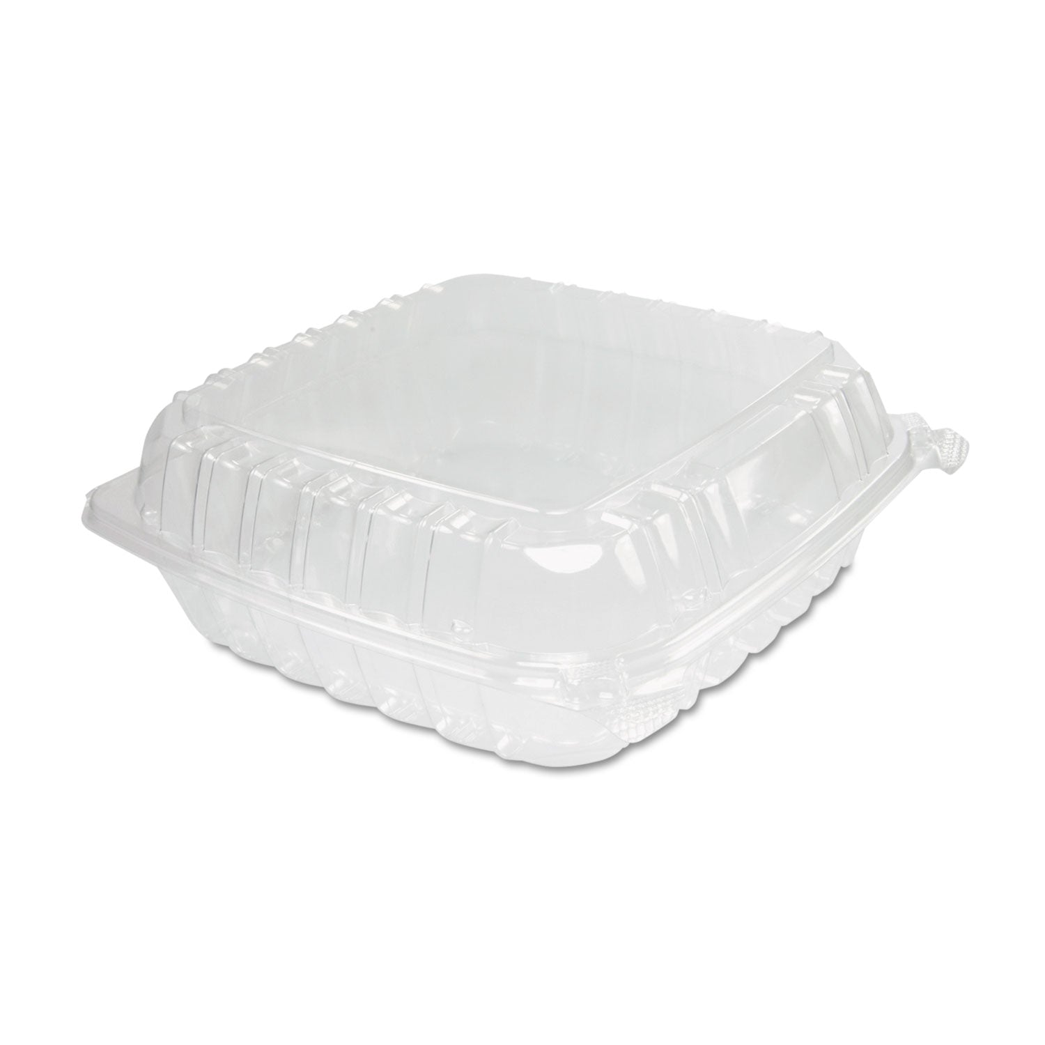 ClearSeal Hinged-Lid Plastic Containers, 9.3 x 8.8 x 3, Clear, Plastic, 100/Bag, 2 Bags/Carton -