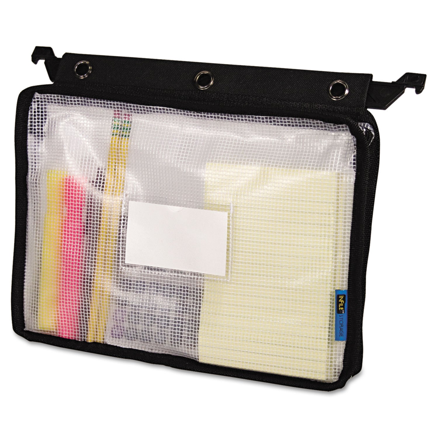 Expanding Zipper Pouch, 13 x 9.25, Black/Clear -