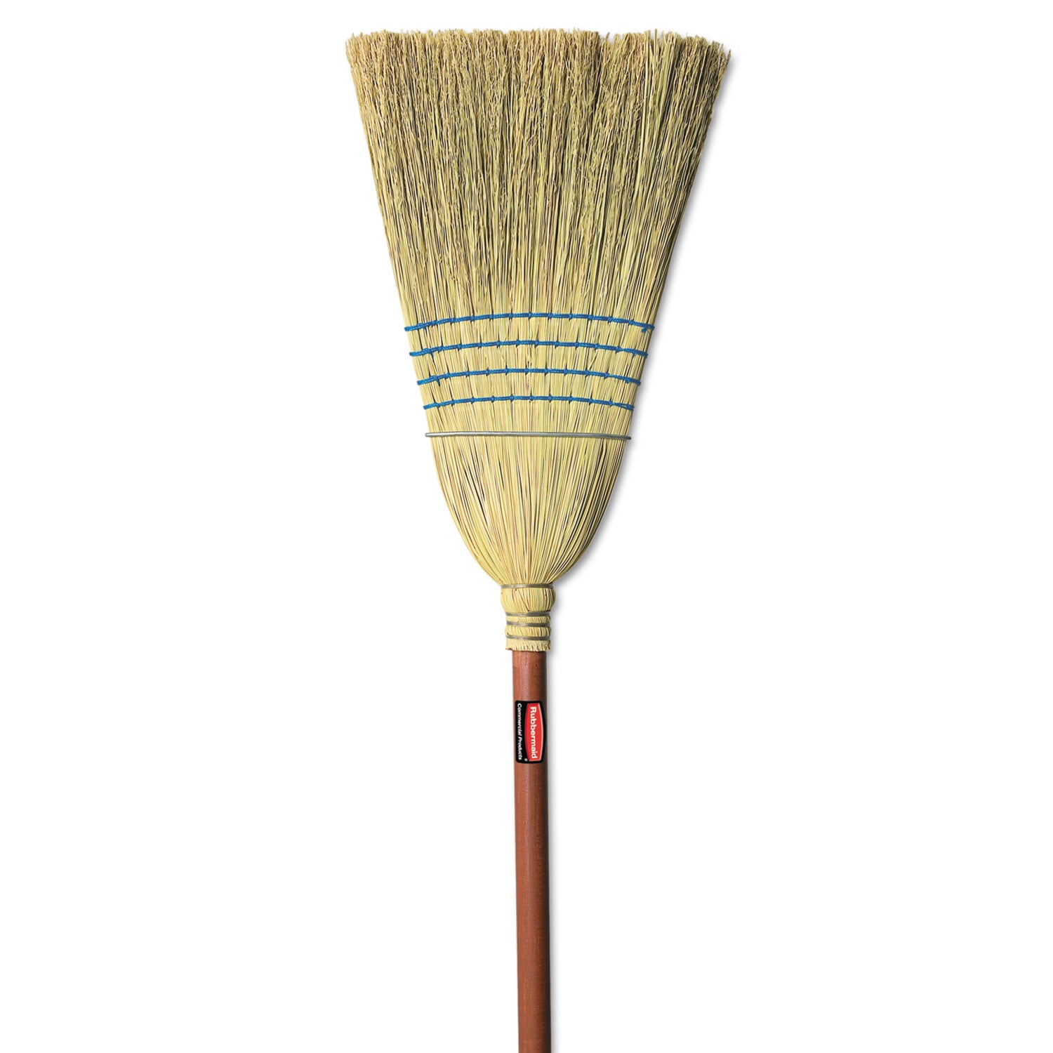 Corn-Fill Broom, Corn Fiber Bristles, 38" Overall Length, Blue -