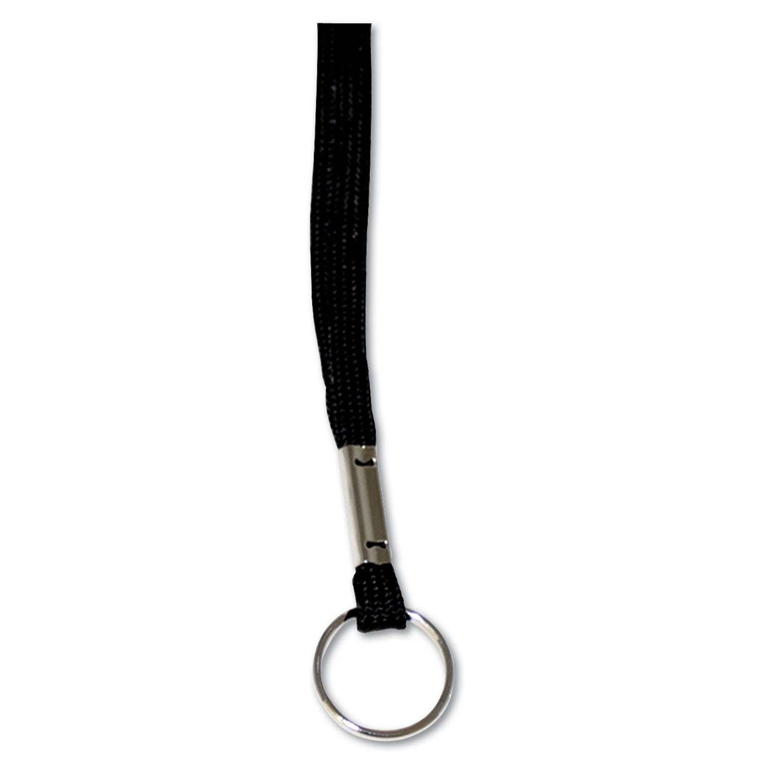 Deluxe Lanyards, Metal Ring Fastener, 36" Long, Black, 24/Box -