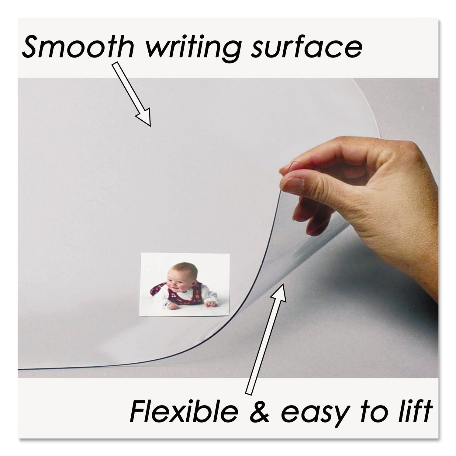 KrystalView Desk Pad with Antimicrobial Protection, Glossy Finish, 36 x 20, Clear -