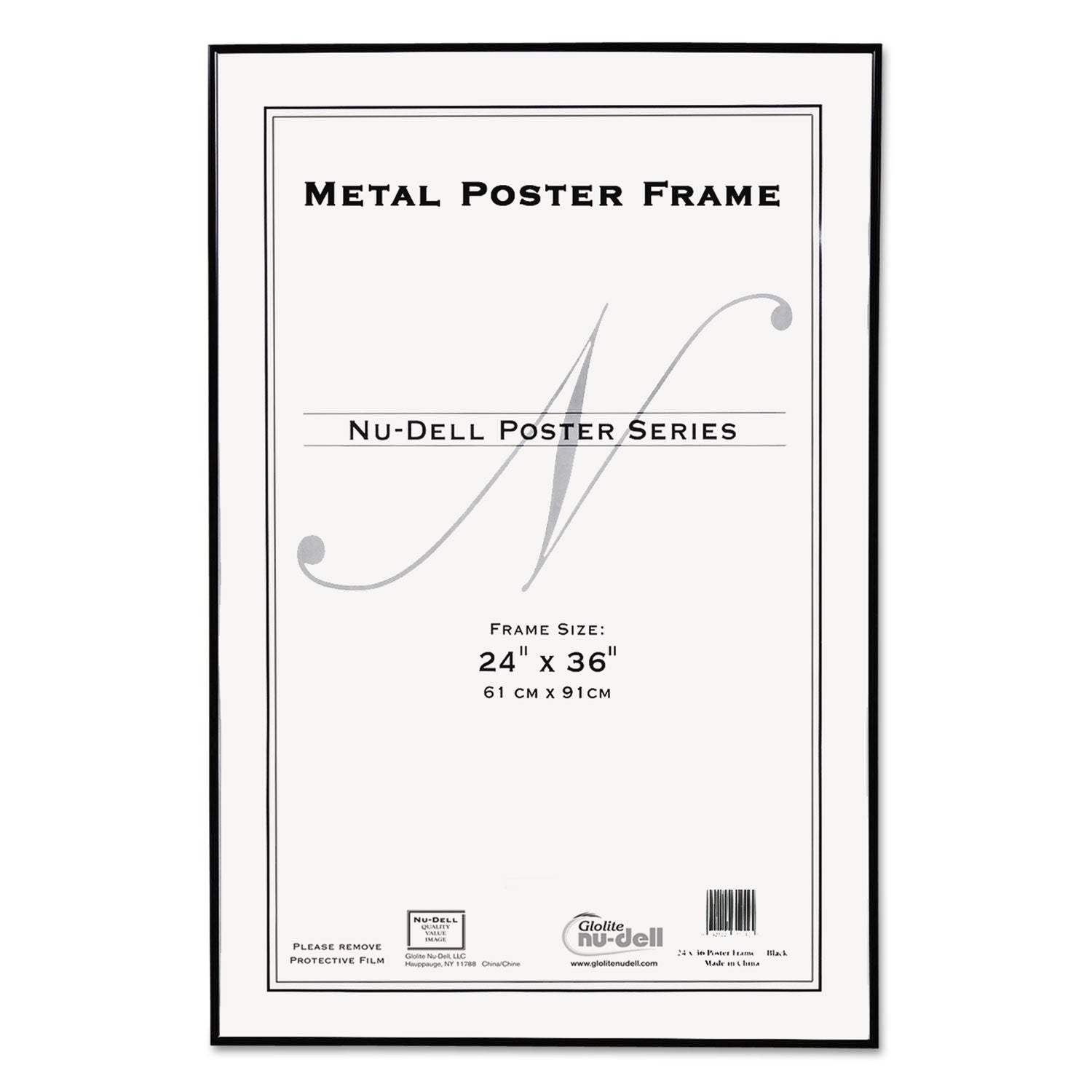 Metal Poster Frame, Plastic Face, 24 x 36, Black -