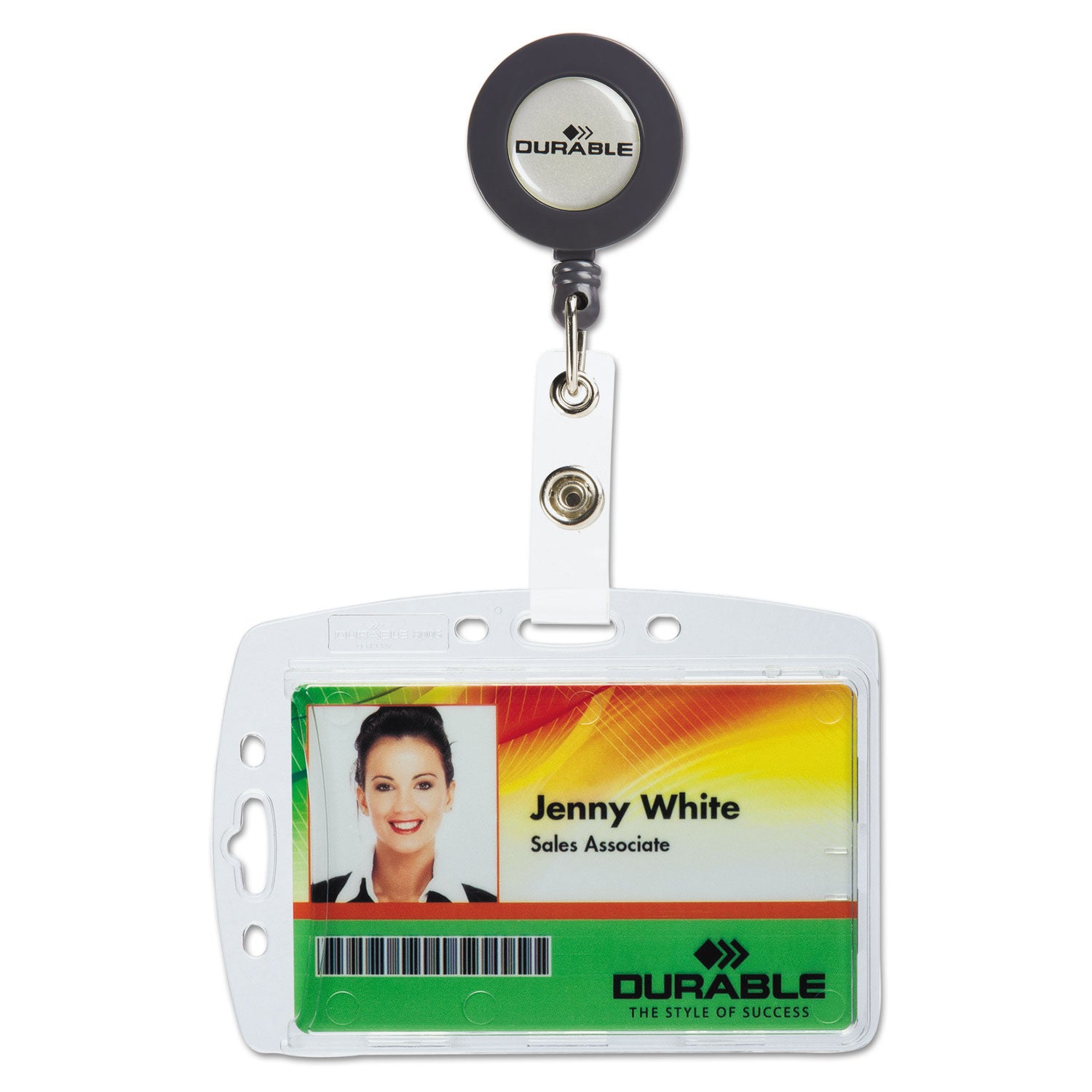 ID/Security Card Holder Set, Vertical/Horizontal, Reel, Clear, 10/Pack -