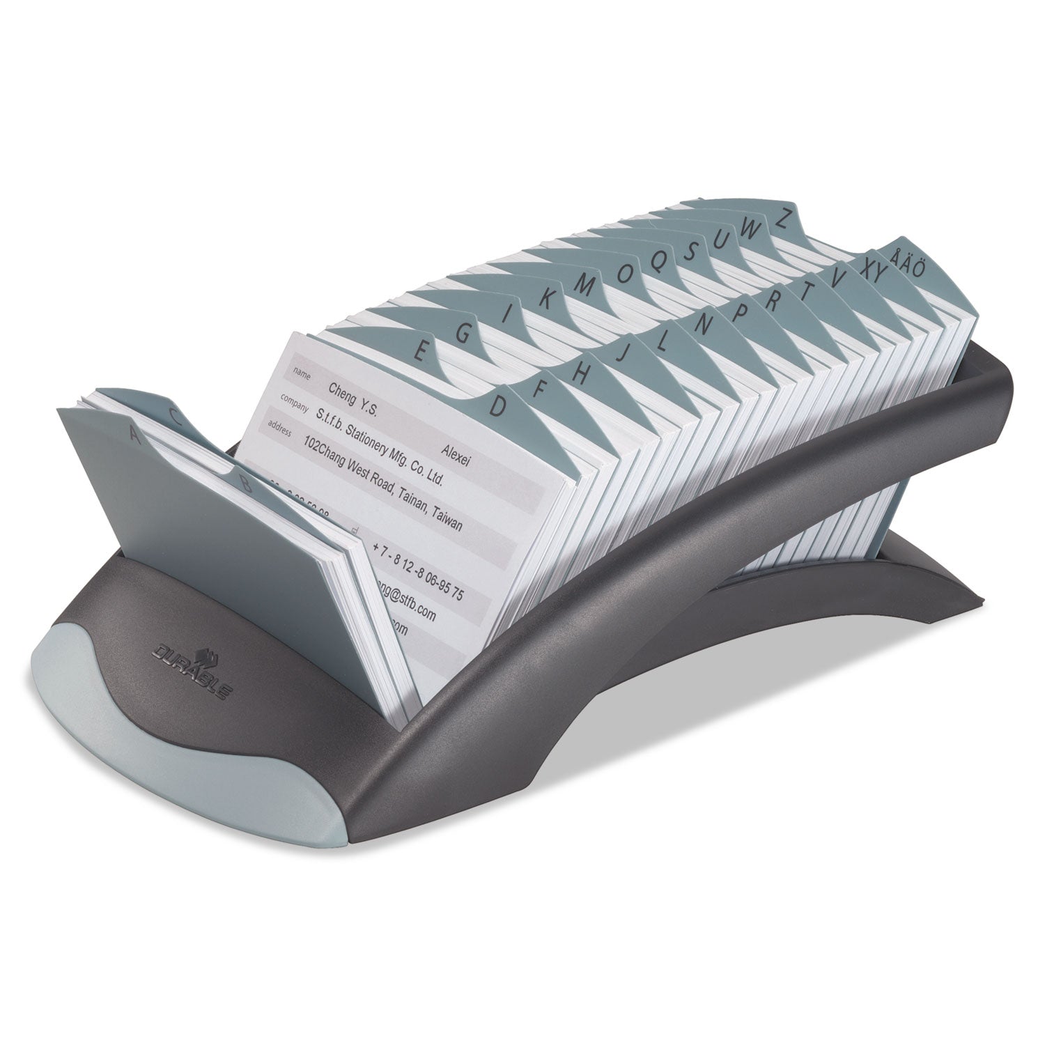 TELINDEX Desk Address Card File, Holds 500 2.88 x 4.13 Cards, 5.13 x 9.31 x 3.56, Plastic, Graphite/Black -