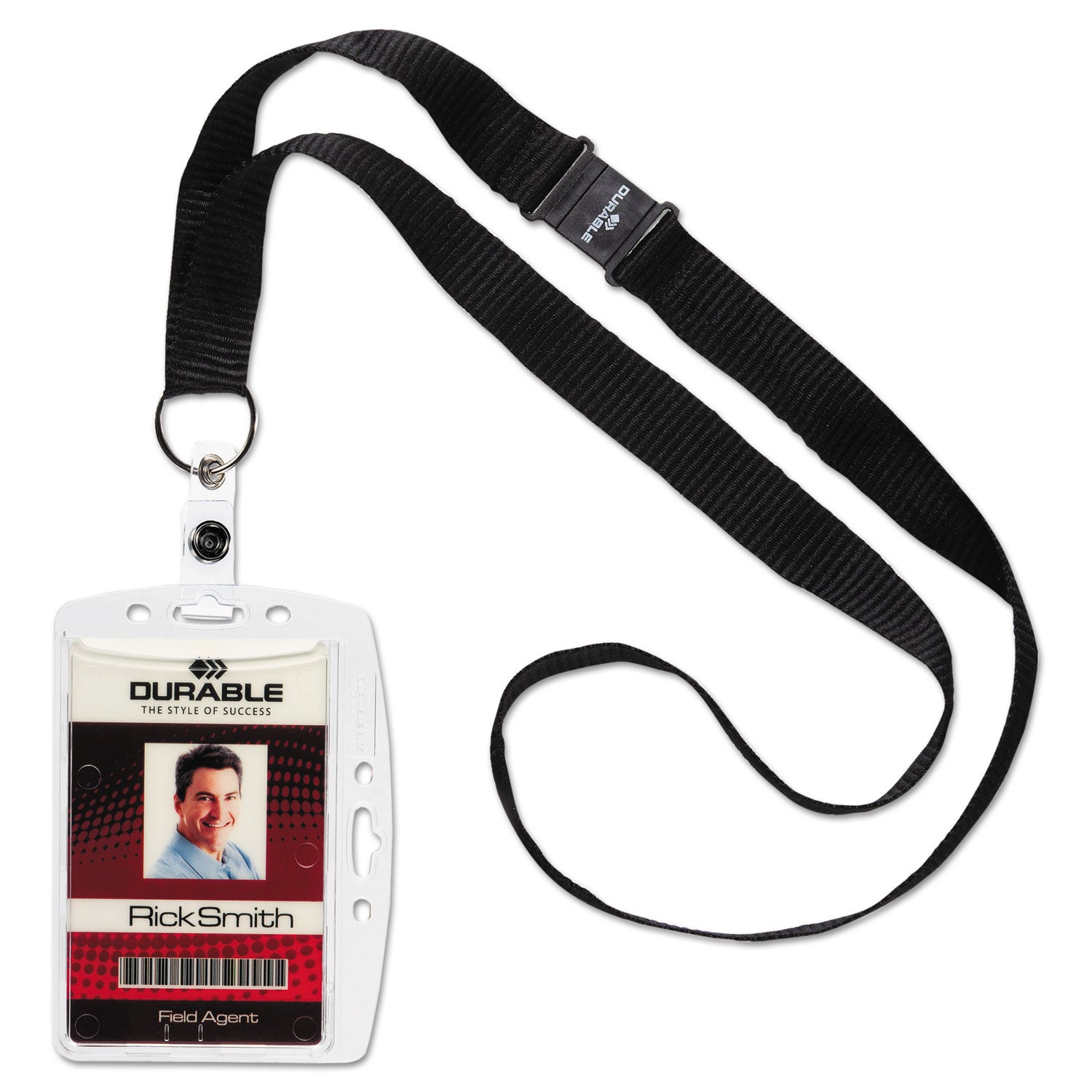 ID/Security Card Holder Set, Vertical/Horizontal, Lanyard, Clear, 10/Pack -