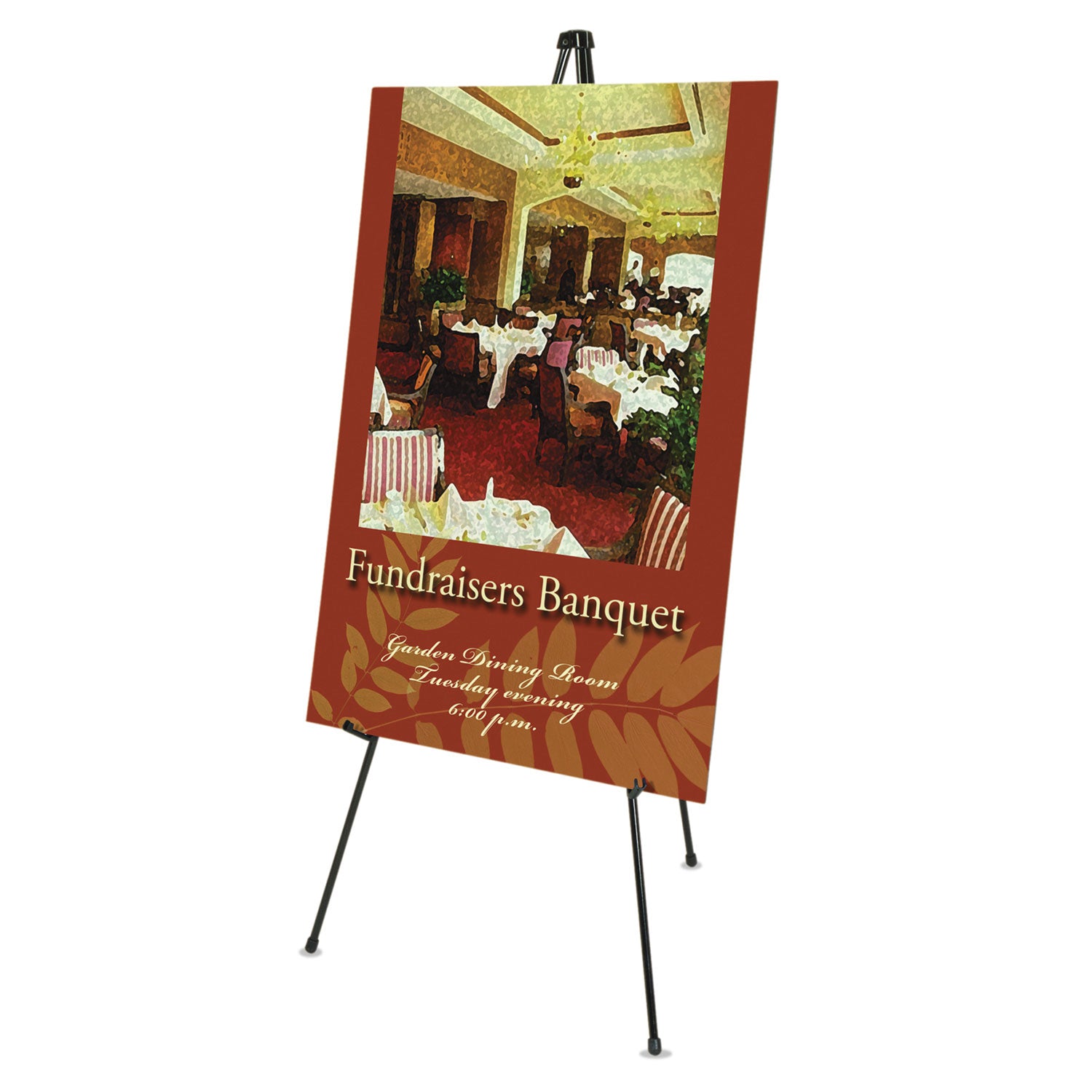 Heavy-Duty Adjustable Instant Easel Stand, 25" to 63" High, Steel, Black -