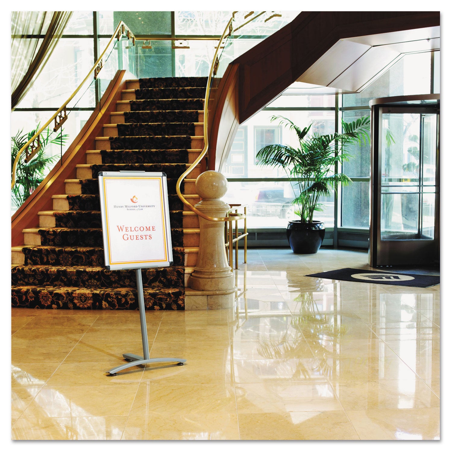 Improv Lobby Clip-Frame Pedestal Sign, 18 x 24 Frame, 54" High, Aluminum -