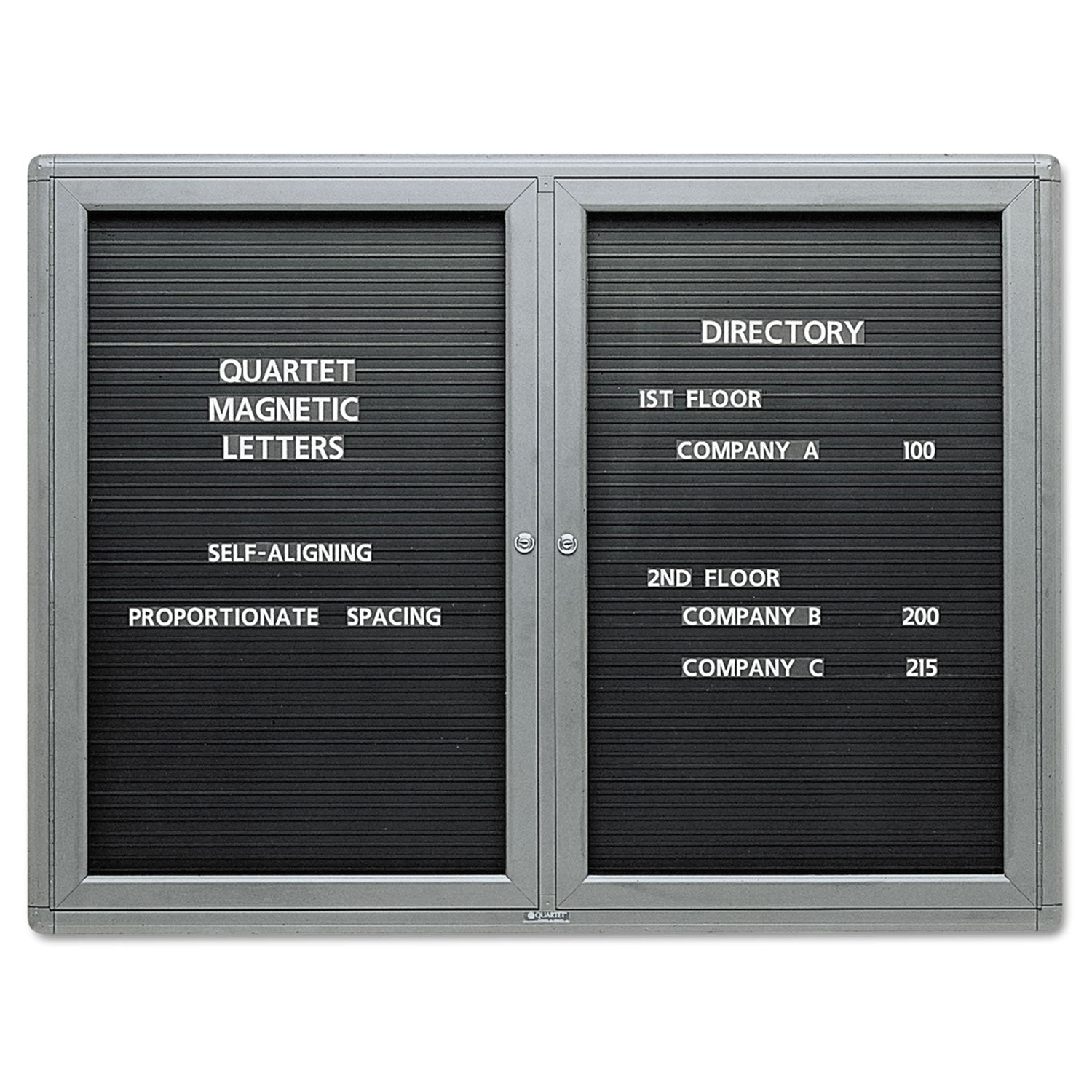 Enclosed Magnetic Directory, One Door, 48 x 36, Graphite Aluminum Frame -