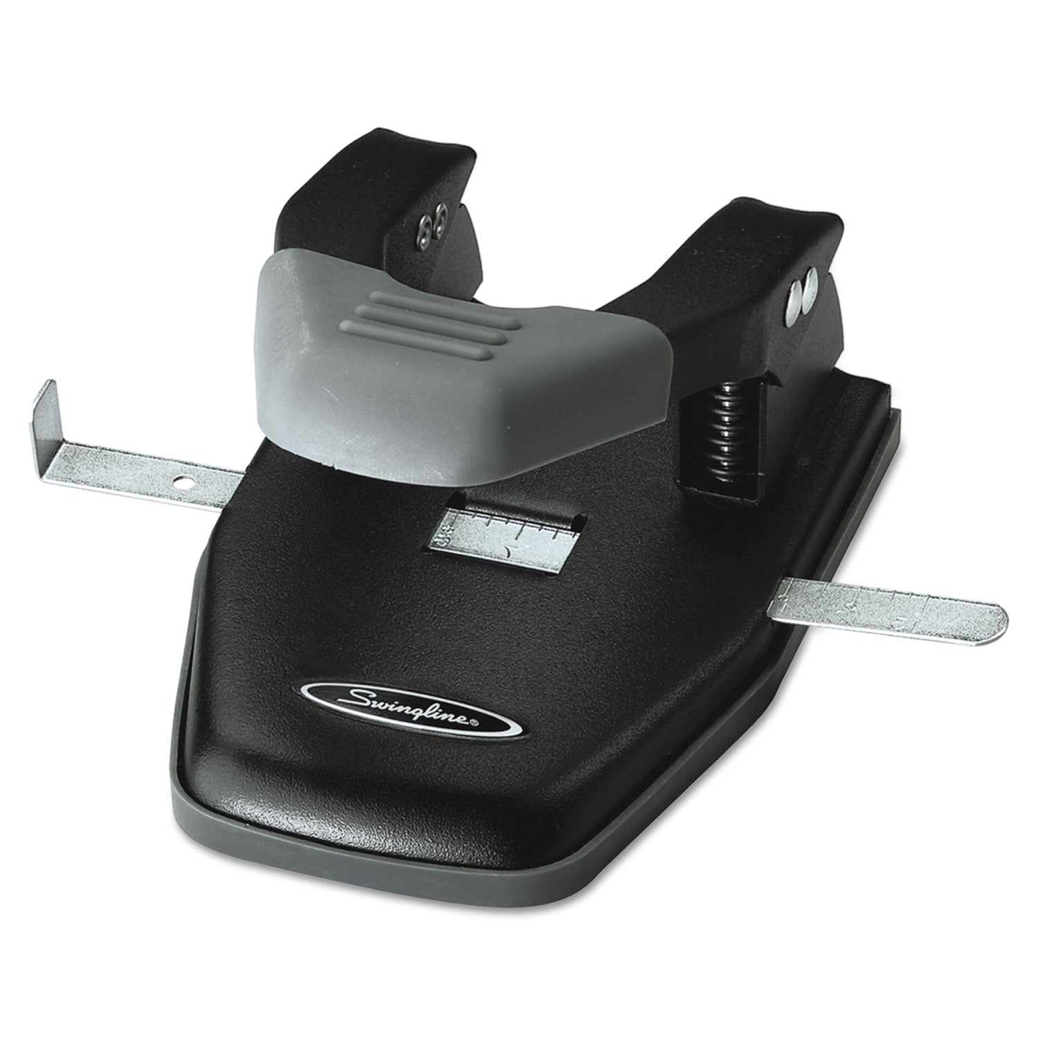28-Sheet Comfort Handle Steel Two-Hole Punch, 1/4" Holes, Black/Gray -