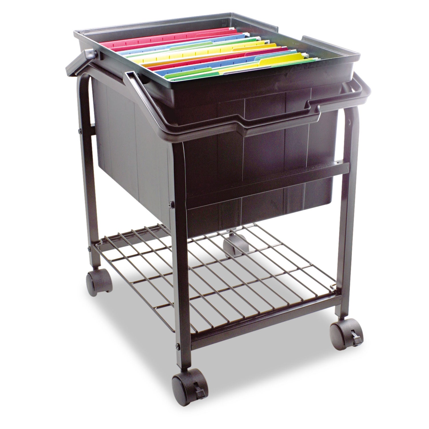 Heavy-Duty File Shuttle, Metal, 1 Shelf, 17.13" x 14.25" x 20", Black -