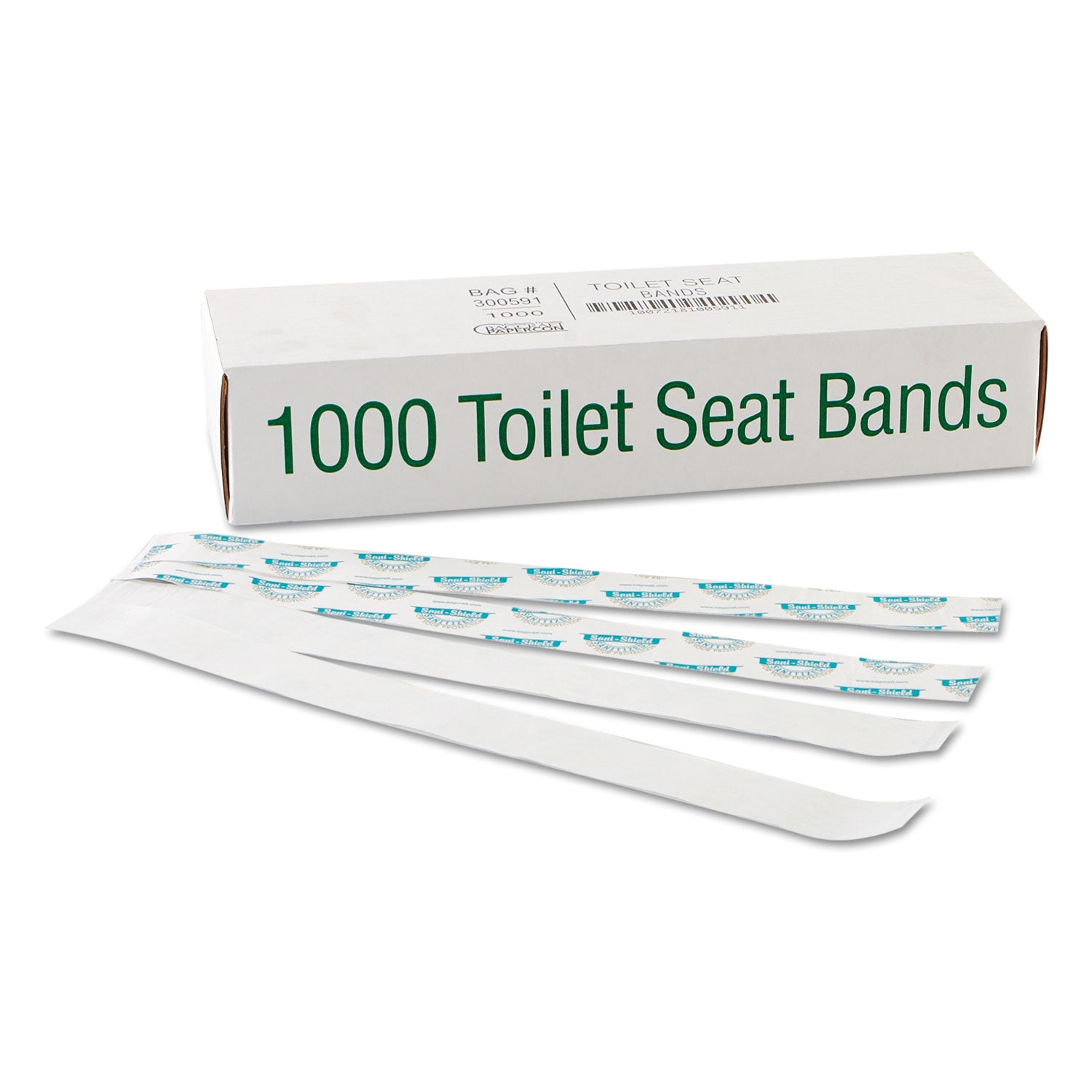 Sani/Shield Printed Toilet Seat Band, 16 x 1.5, Deep Blue/White, 1,000/Carton -